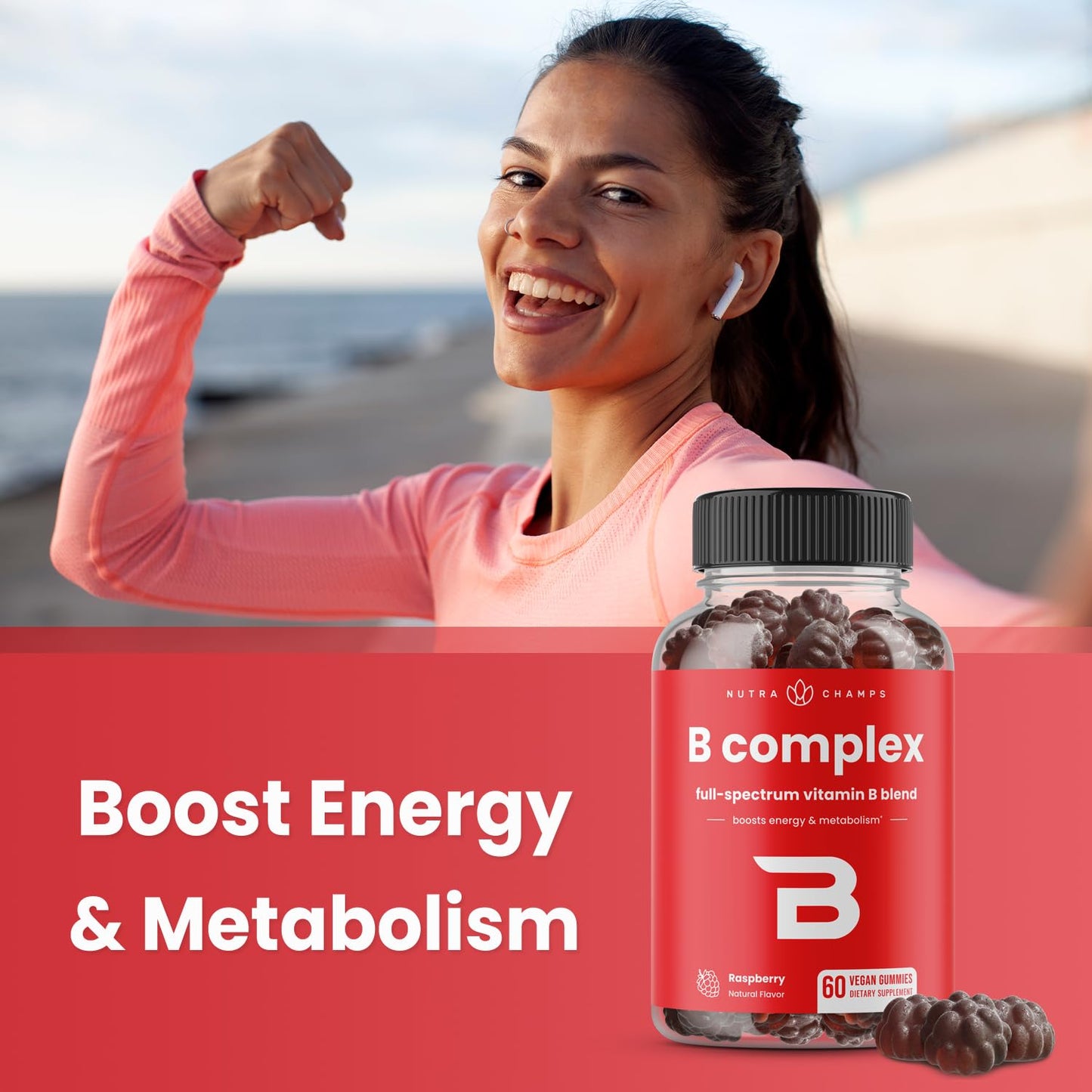 NutraChamps Biotin & B Complex Gummies, 120 Count