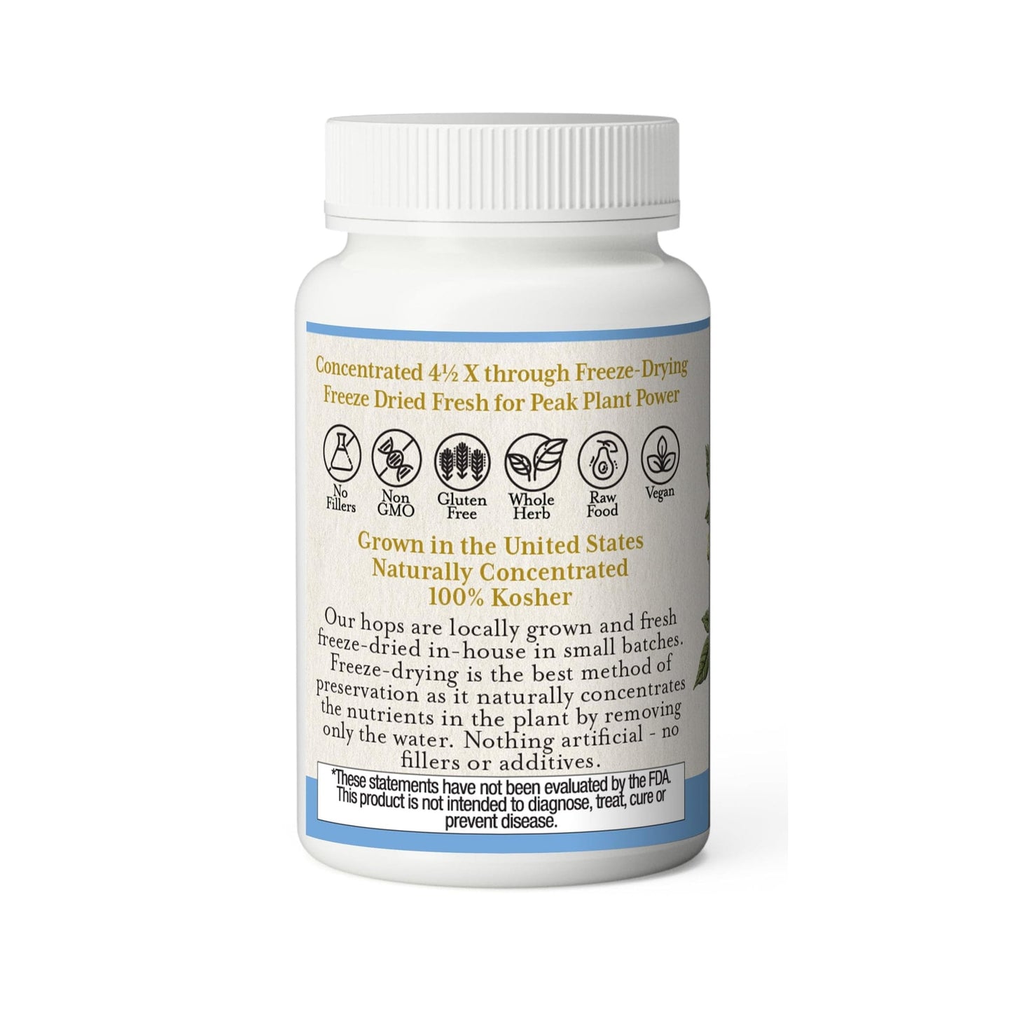 Eclectic Institute Raw Fresh Freeze-Dried Non-GMO Hops Capsules 90 Count