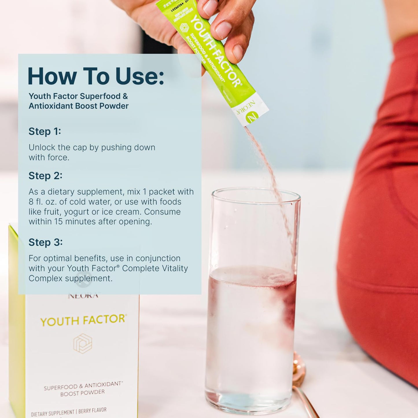 NEORA Youth Factor Superfood Boost Powder, 30 Packets