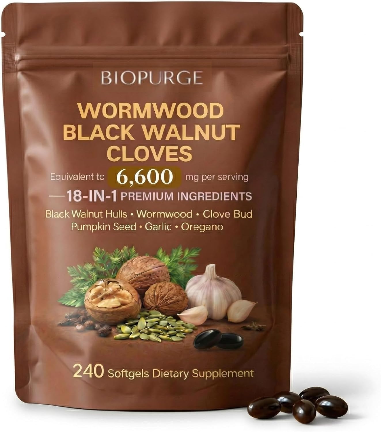 JYGOEX BIOPURGE Wormwood Black Walnut Softgels, 240 Count