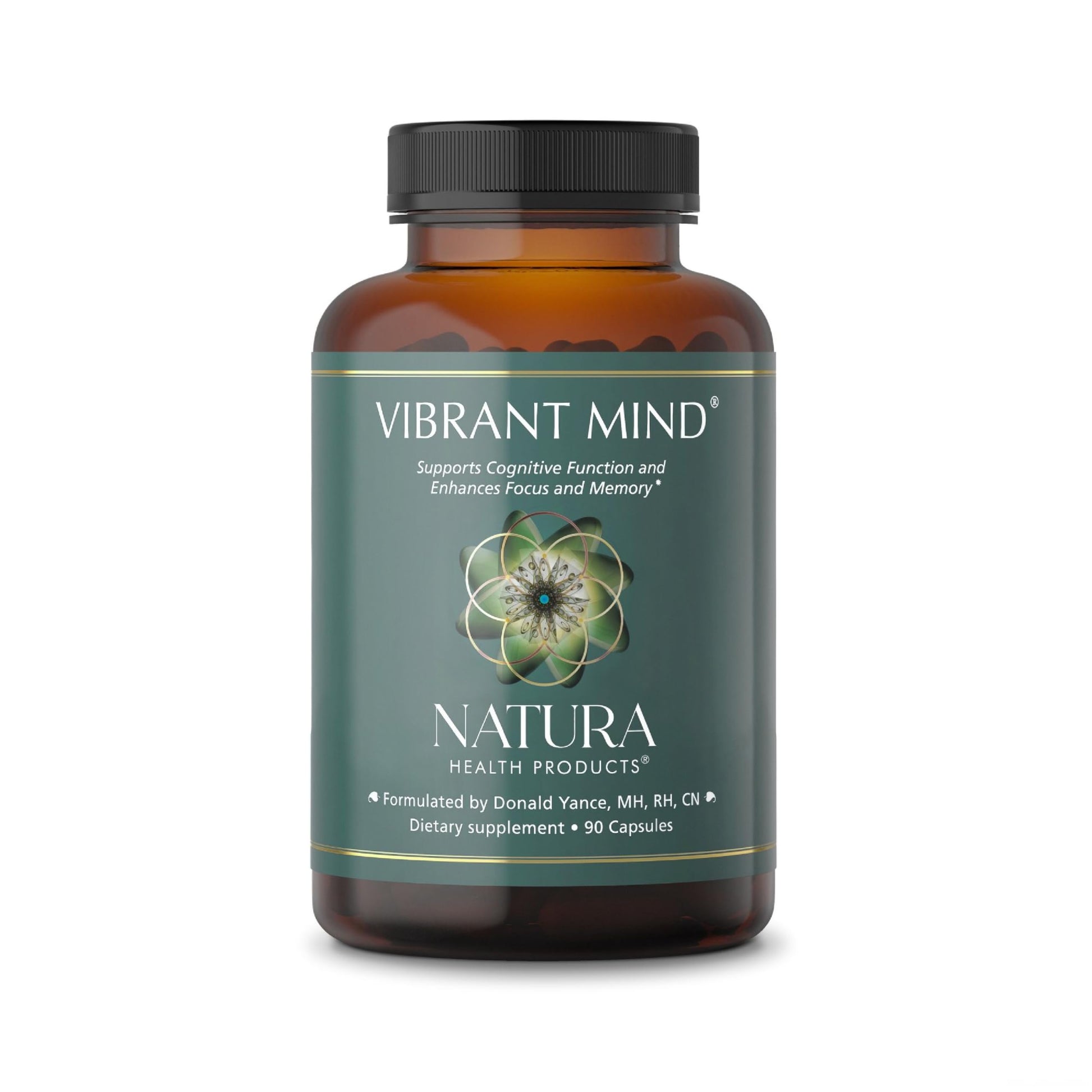 Natura Health Products Vibrant Mind Nootropic Brain Supplement for Memory and Focus Featuring Bacopa, Ginkgo Biloba, Centellin & Phosphatidylserine, Caffeine Free, 90 Capsules