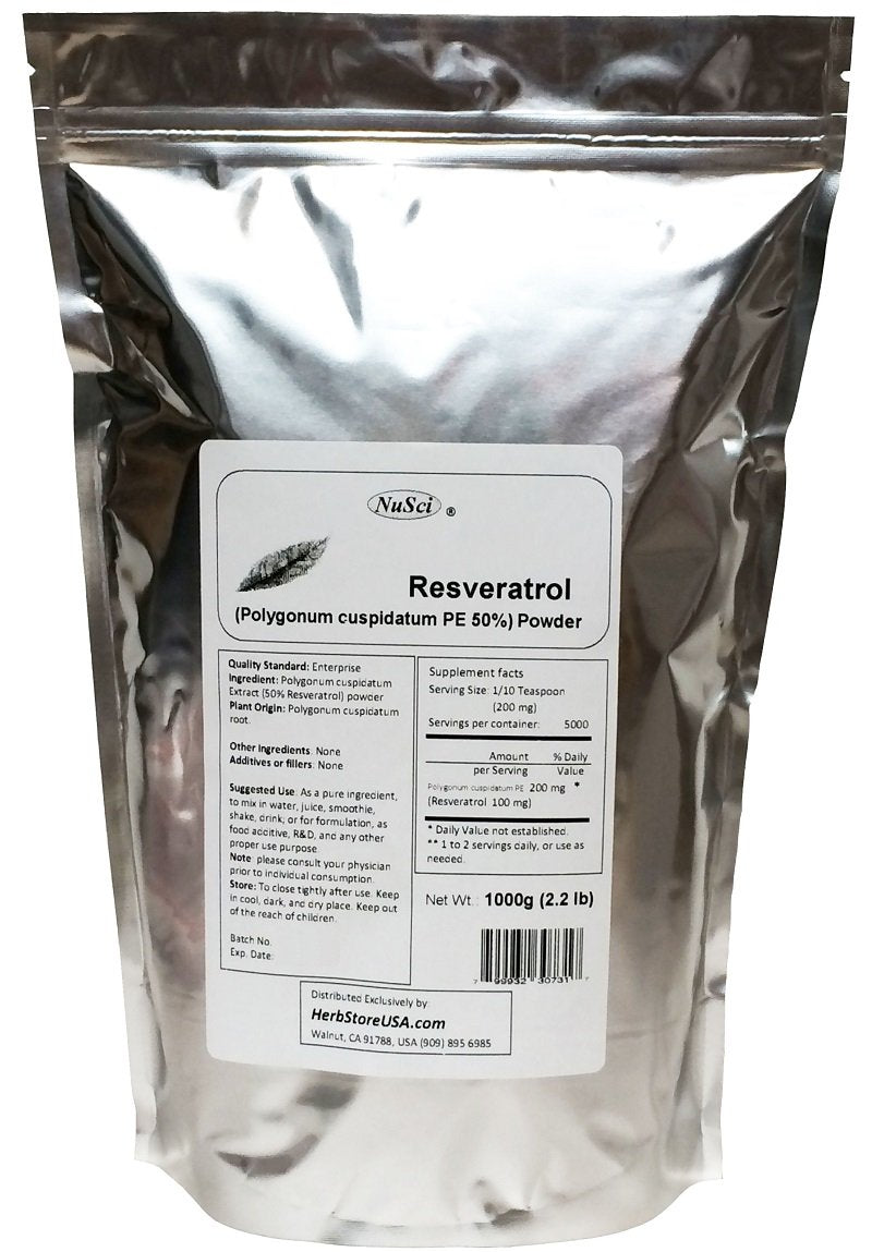 NuSci Pure Resveratrol Powder Standardized 50% Extracted from Polygonum Cuspidatum Root, 35.274 oz