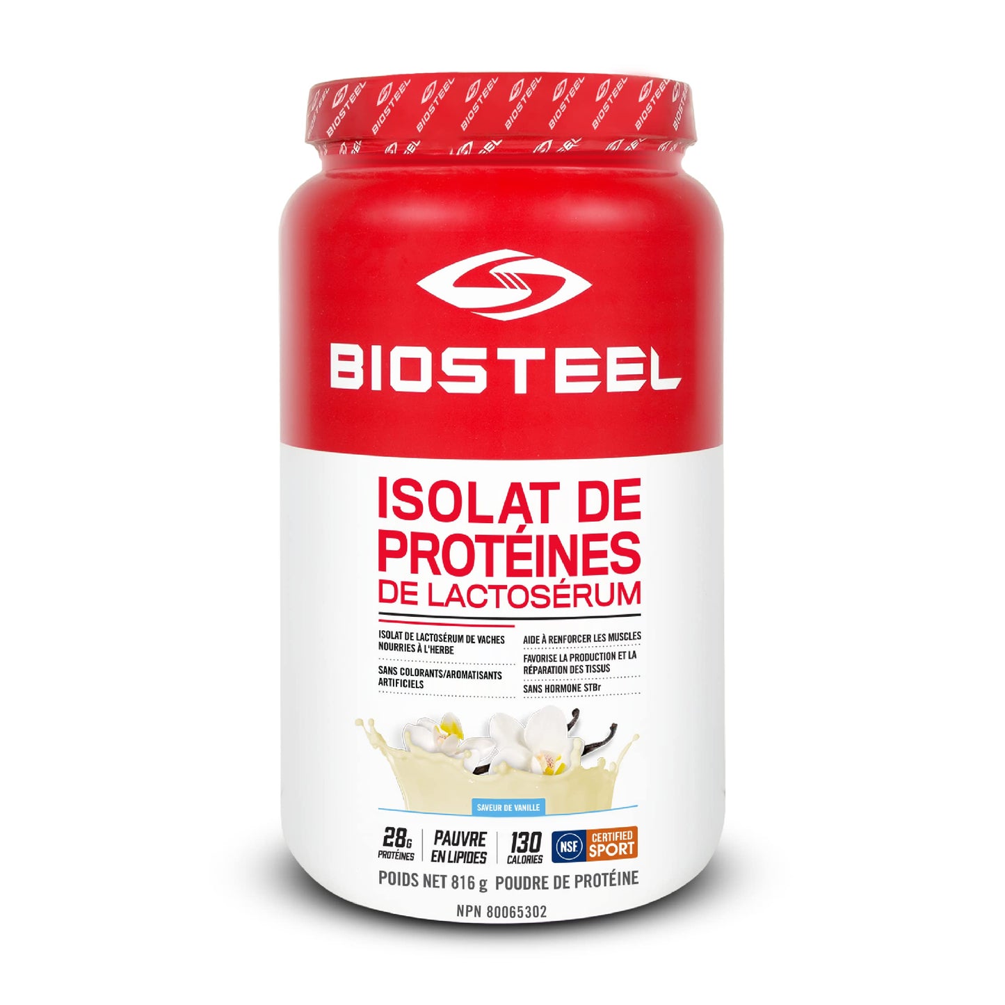 BIOSTEEL Protein Whey Isolate Vanilla Powder, 1.8 Pound