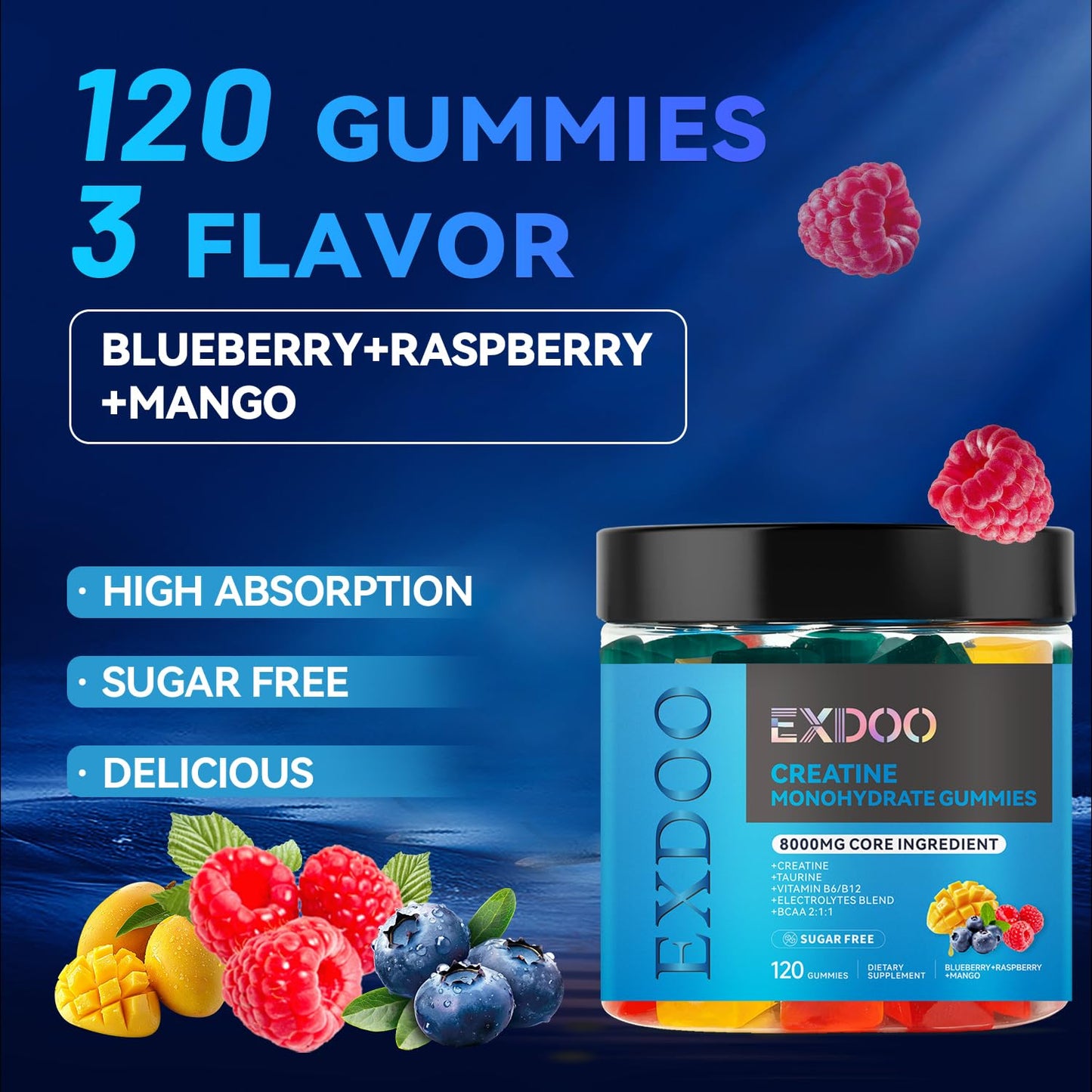 Exdoo Creatine Monohydrate Gummies 120 Count