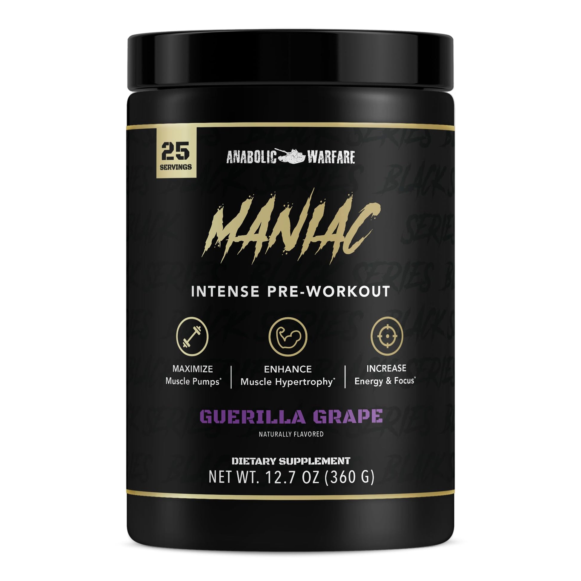 Anabolic Warfare Black Series Maniac Powder 12.7 Ounce