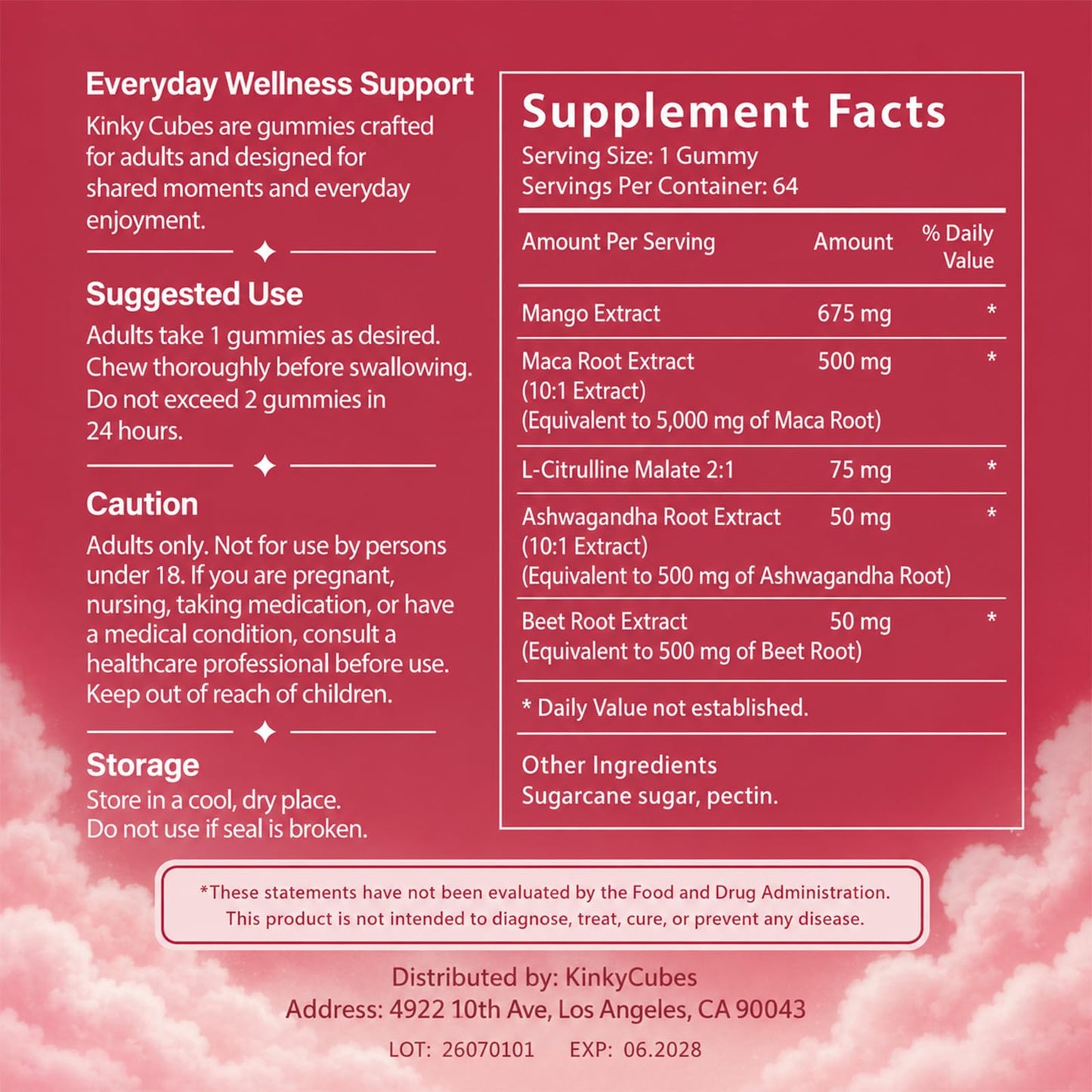KINKY CUBES Gummies, Vitamin & Mineral Supplements Capsule 1 Count