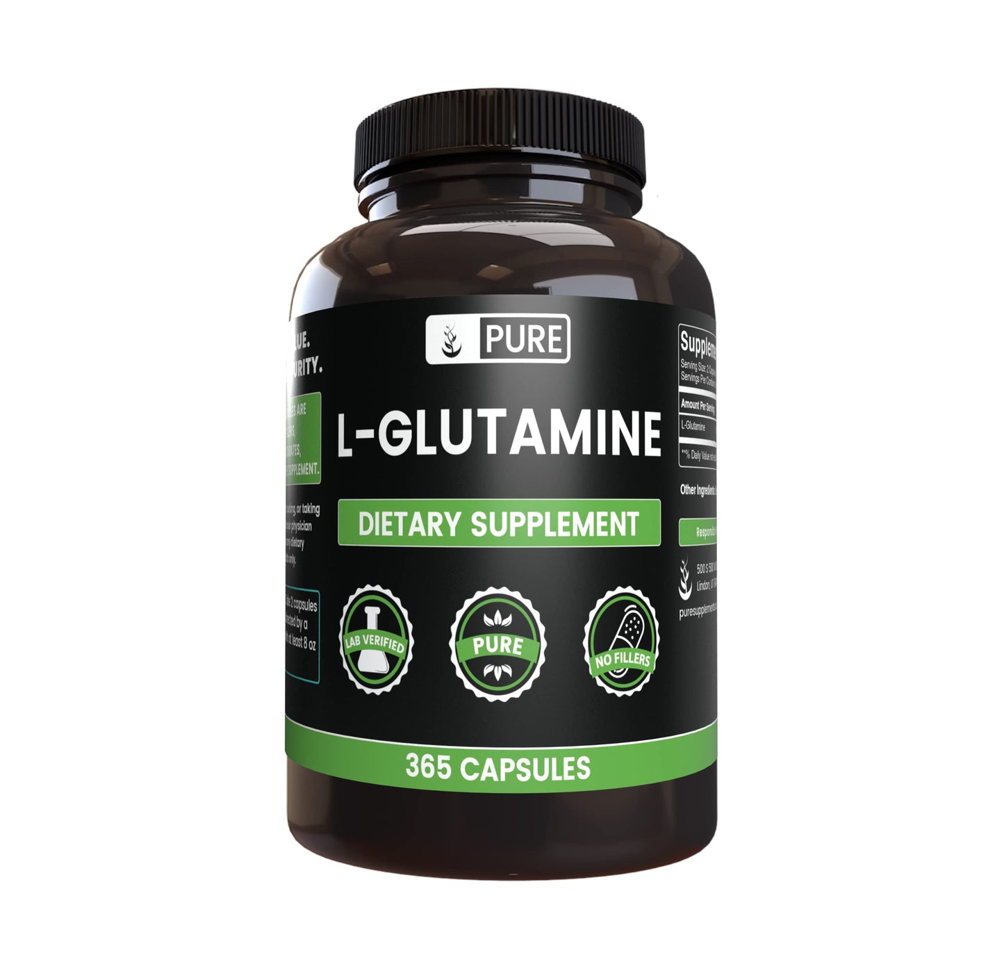 Pure Original Ingredients Creatine Monohydrate, BCAA, & L-Glutamine Capsules Bundle, 730 Capsules