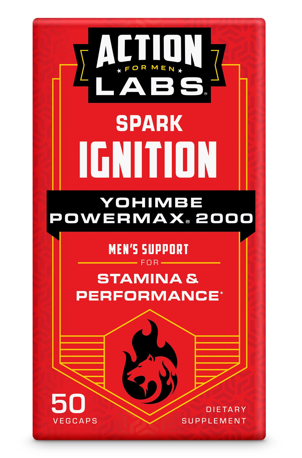 Action Labs Yohimbe PowerMax 2000 Men's Support for Stamina and Performance, 50 Capsules
