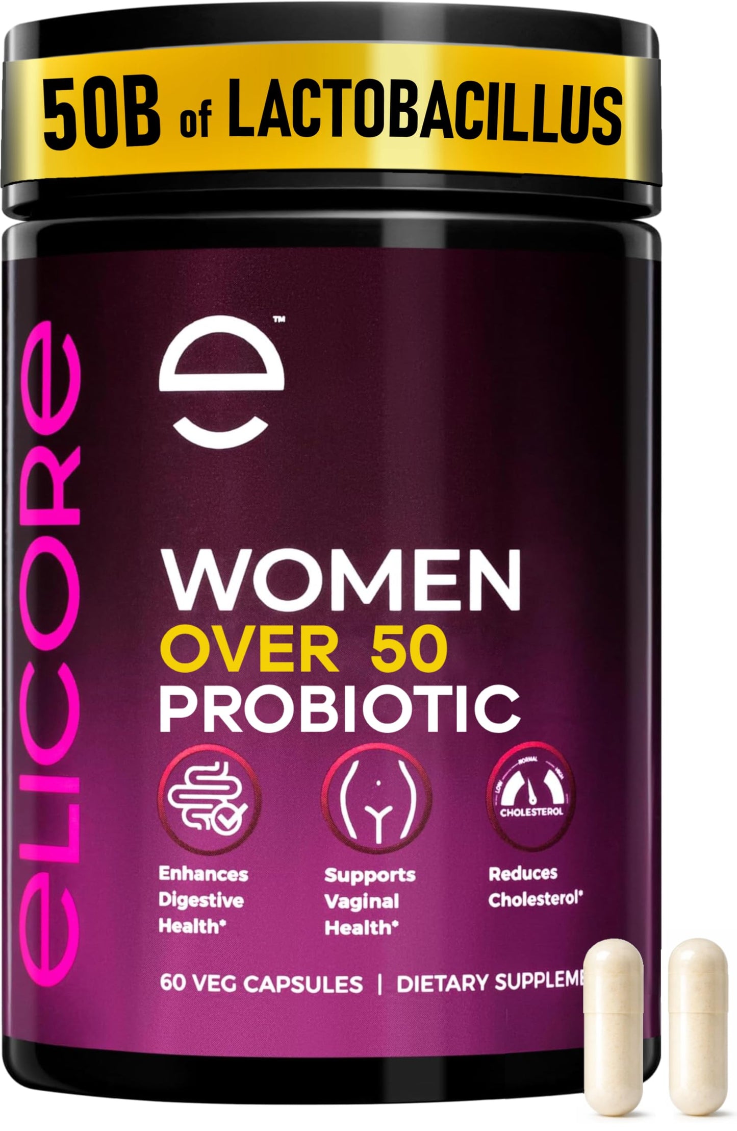 ELICORE Premium Probiotics for Women 50 Billion CFU, 60 Capsules