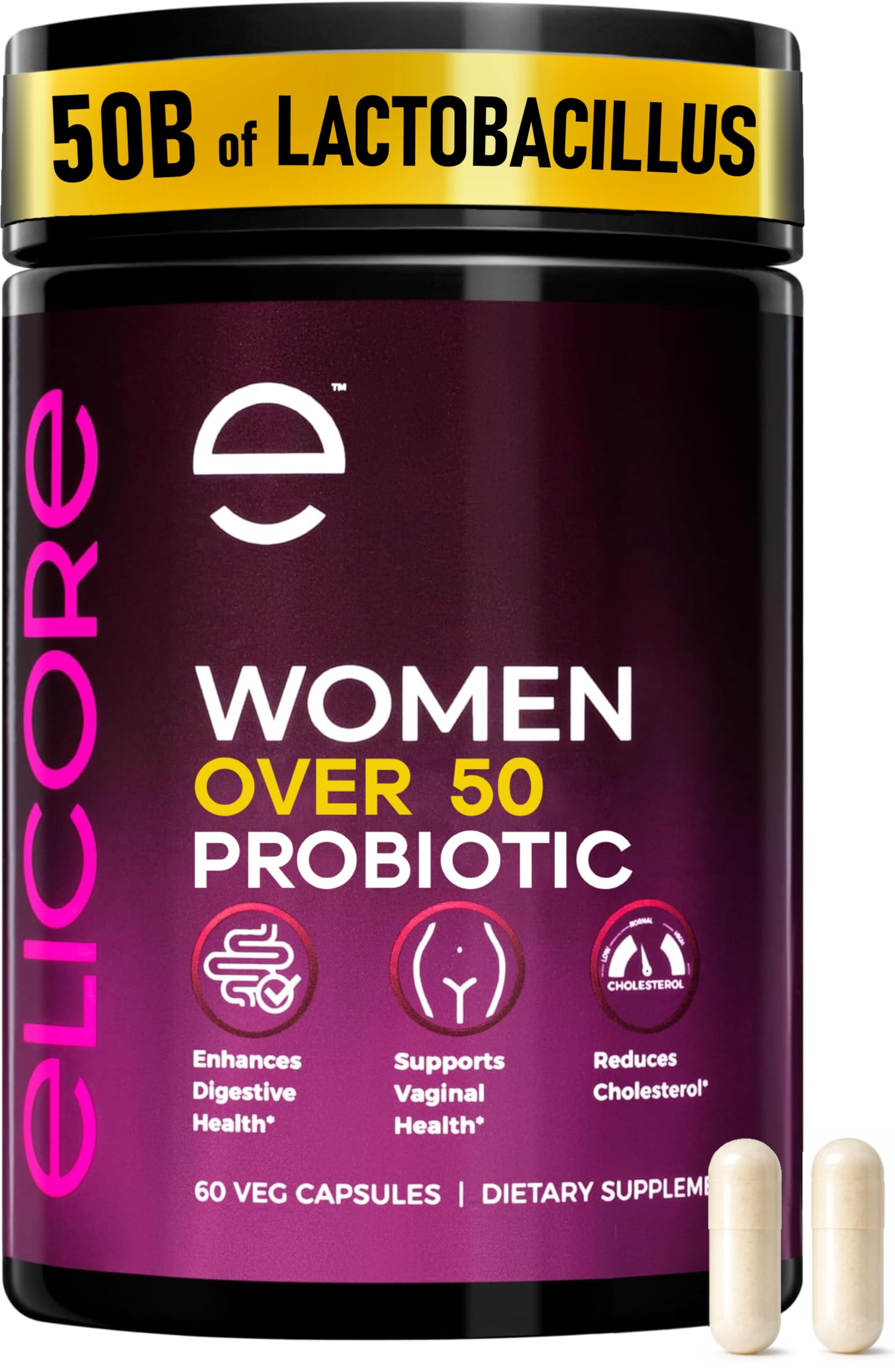 ELICORE Premium Probiotics for Women 50 Billion CFU, 60 Capsules