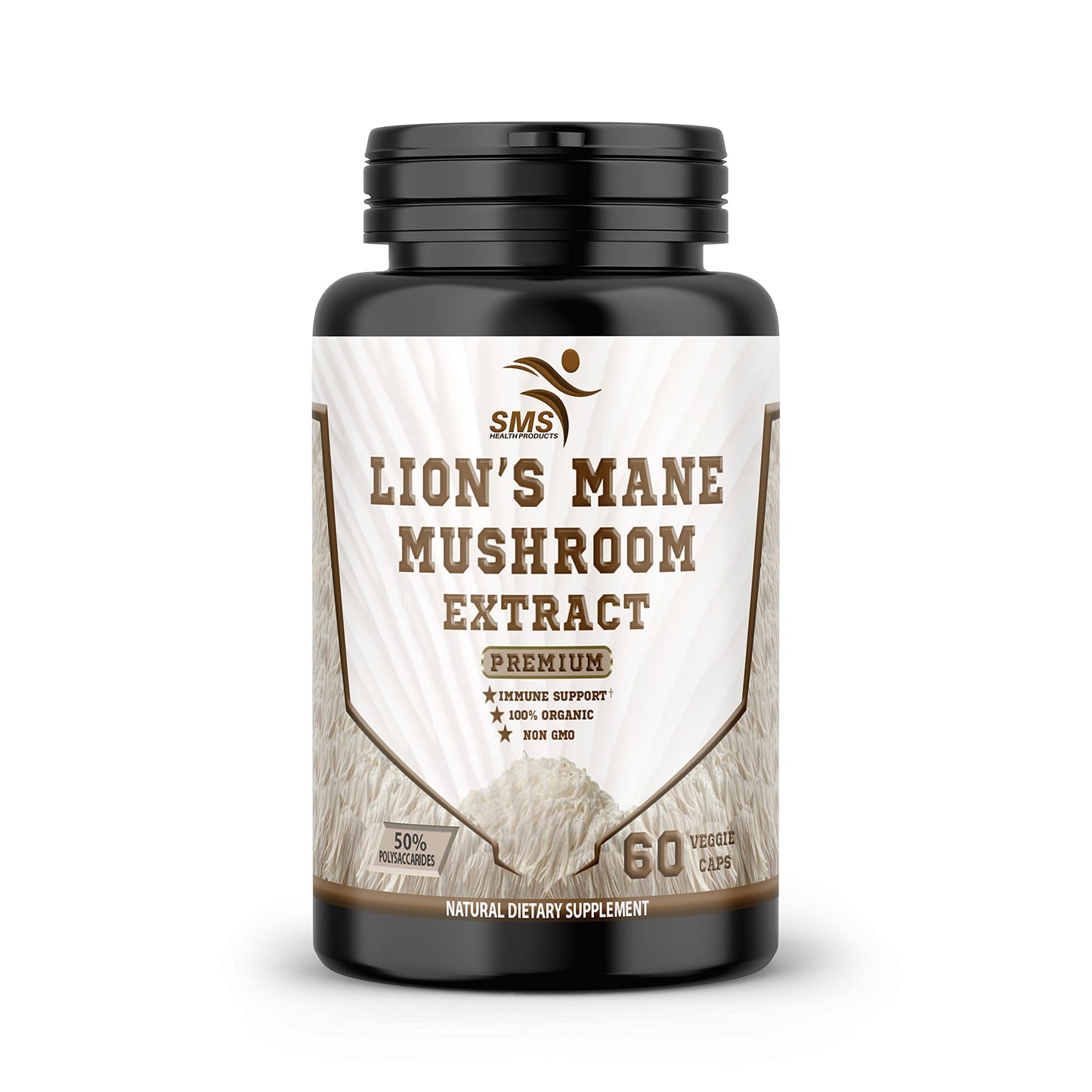 SMSHEALTHPRODUCTS.com Lion's Mane Mushroom Cognition Capsules, 60 Veggie Capsules