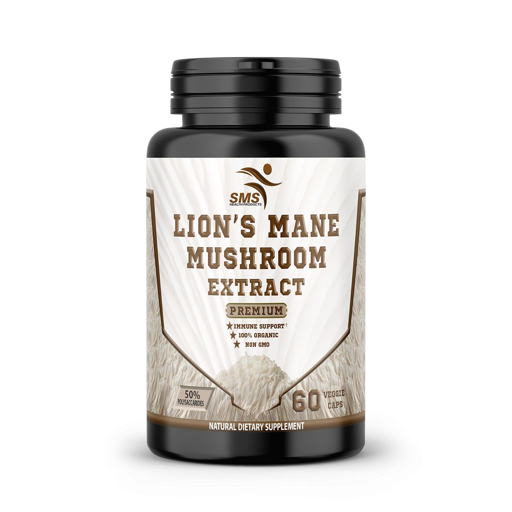 SMSHEALTHPRODUCTS.com Lion's Mane Mushroom Cognition Capsules, 60 Veggie Capsules