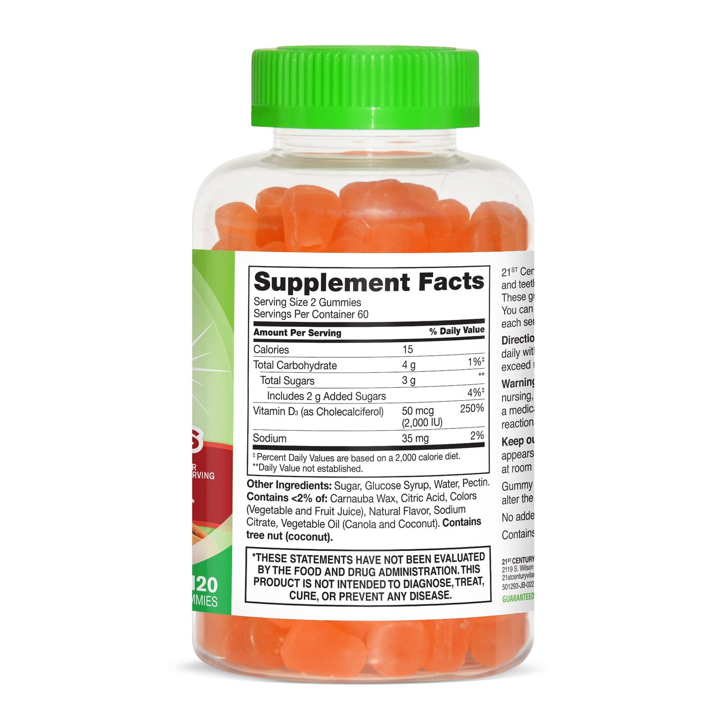 21st Century VitaJoy Vitamin D3 Gummies 2000 IU Peach 120 Count