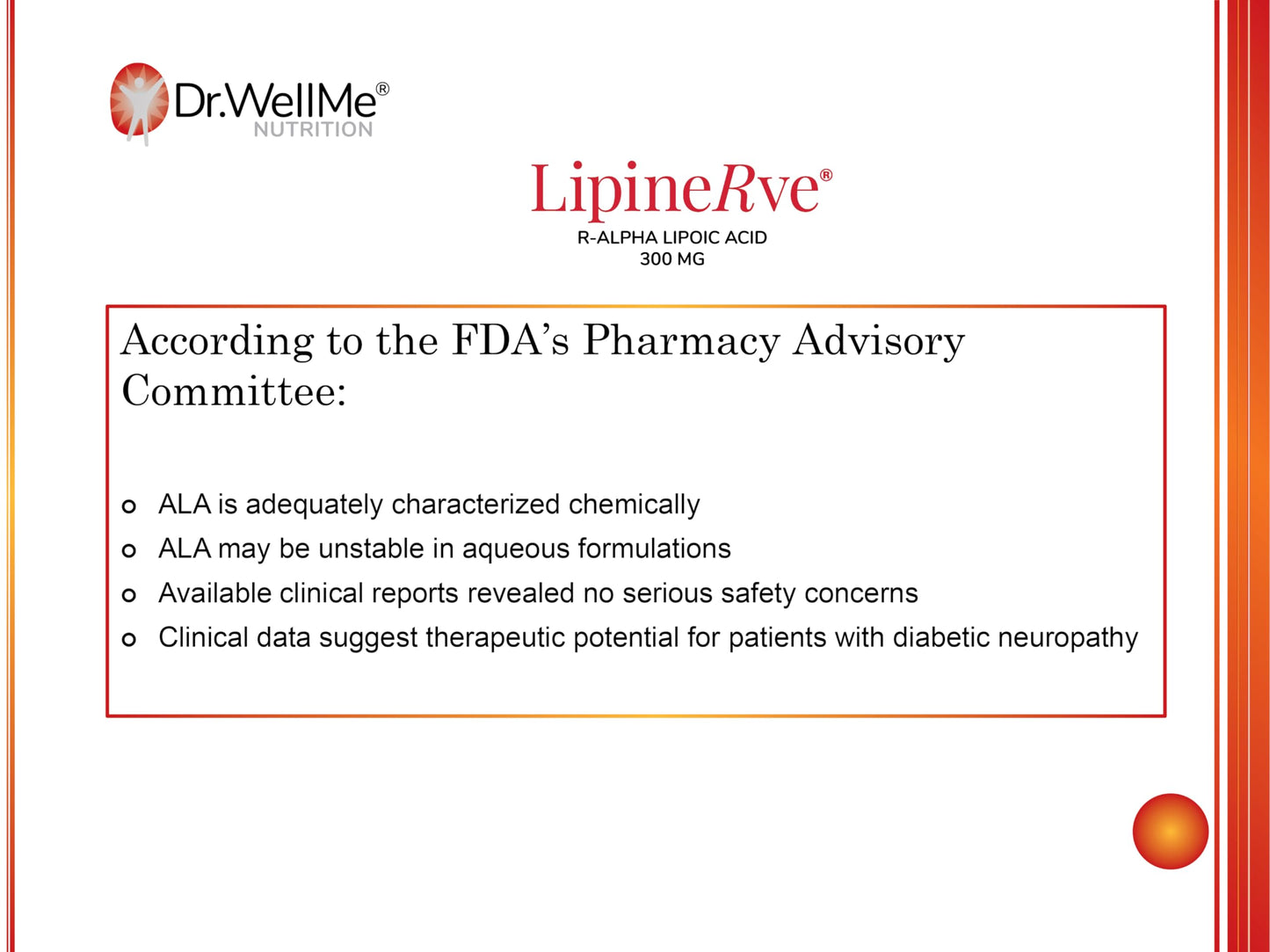 DR WELLME NUTRITION Lipinerve R Alpha Lipoic Acid 300mg Capsules, 30 Count