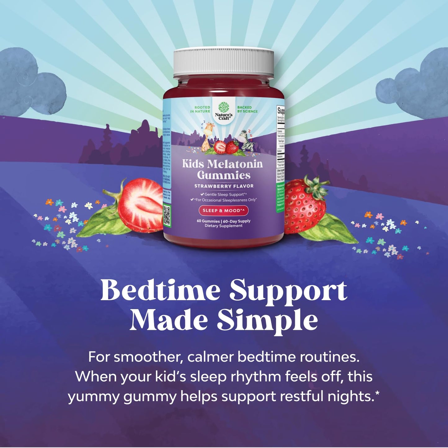 Natures Craft Melatonin Gummies for Kids Sleep Support, 60 Count