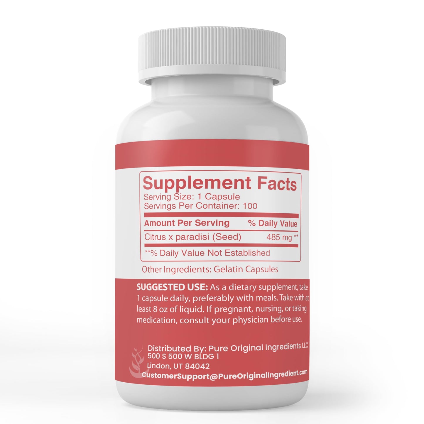 Pure Original Ingredients Grapefruit Seed Extract Capsules, 100 Count