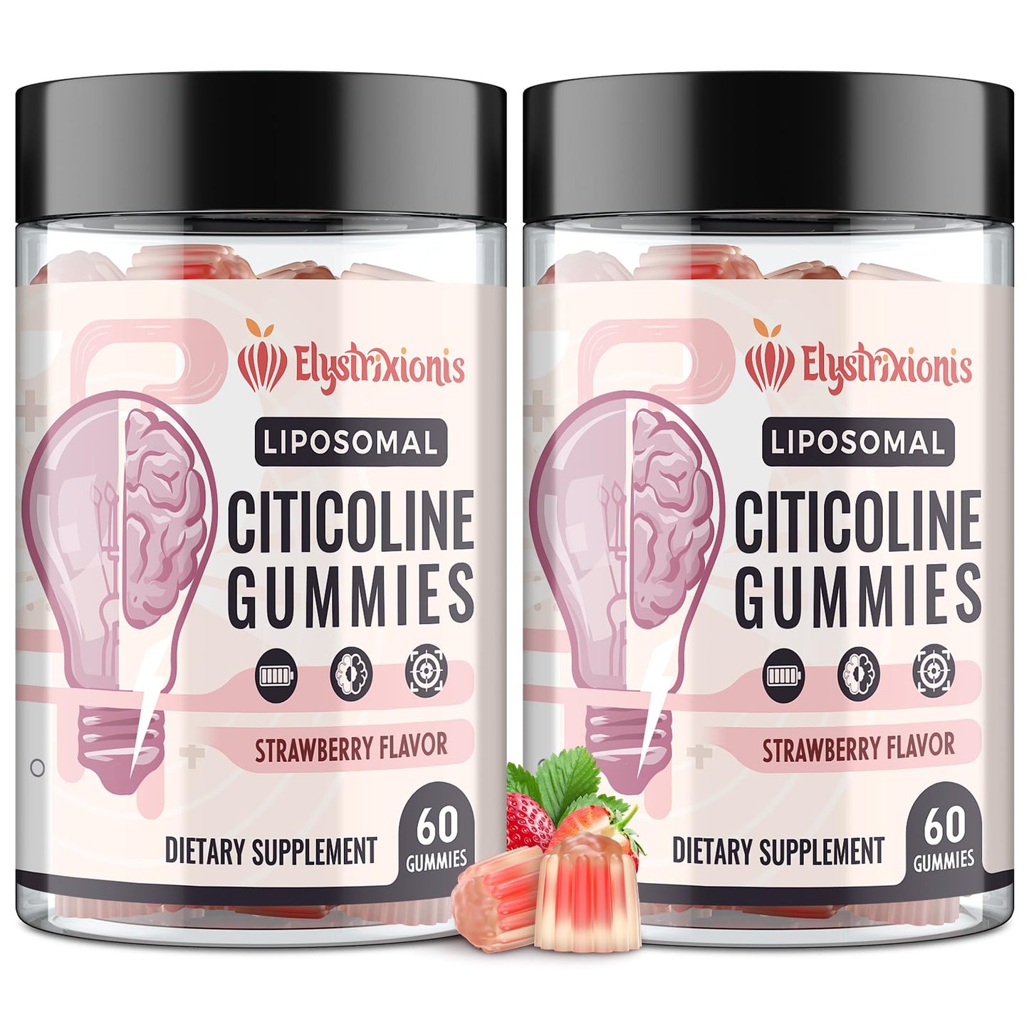Elystrixionis Citicoline CDP Choline Brain Support Gummies with Lion's Mane Extract 500mg per Serving, 120 Gummies