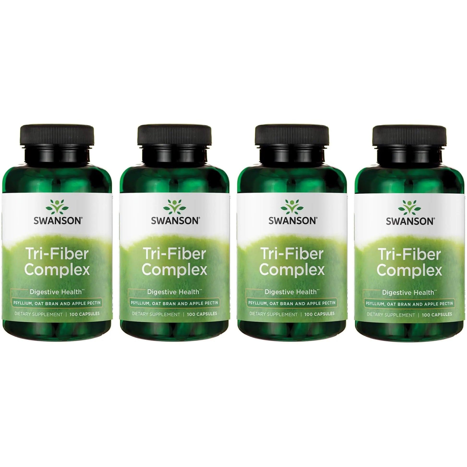 Swanson Tri-Fiber Complex Digestive Health Supplement with Psyllium, Oat Bran & Apple Pectin Capsules, 400 Capsules