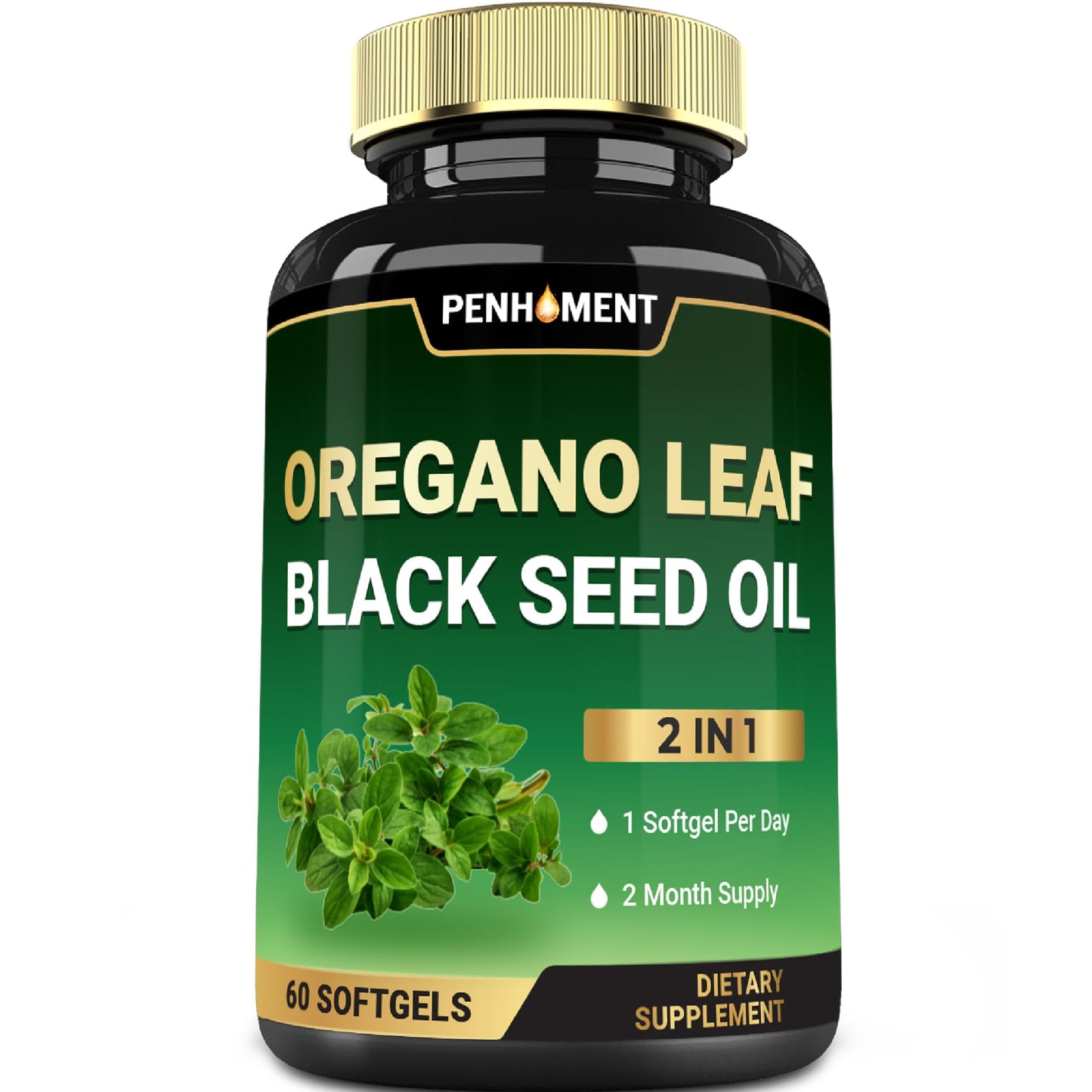 Penhoment 550 mg Oil of Oregano with Black Seed Oil Softgel, 60 Softgels