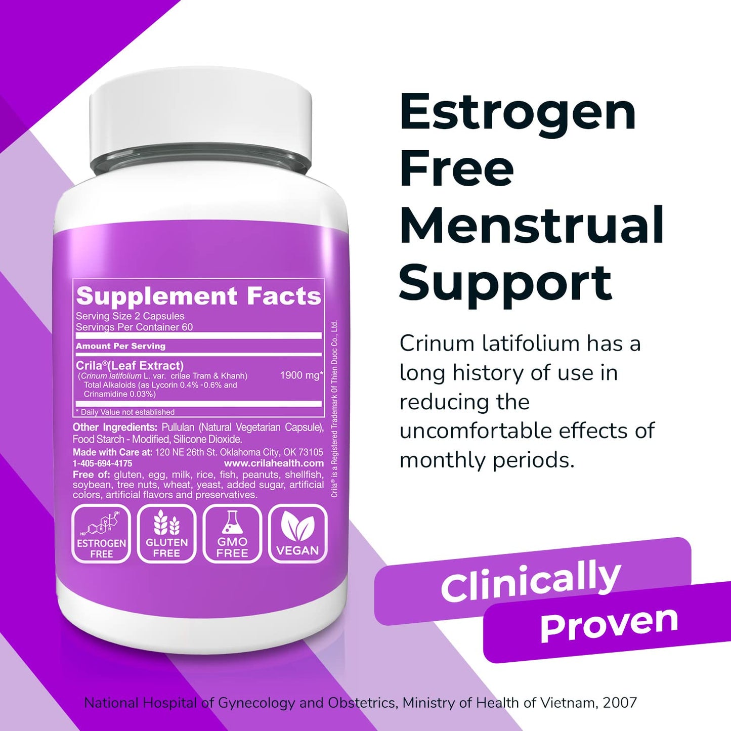 CRILA Estrogen-Free Ovarian & Uterine Support Capsules, 120 Count