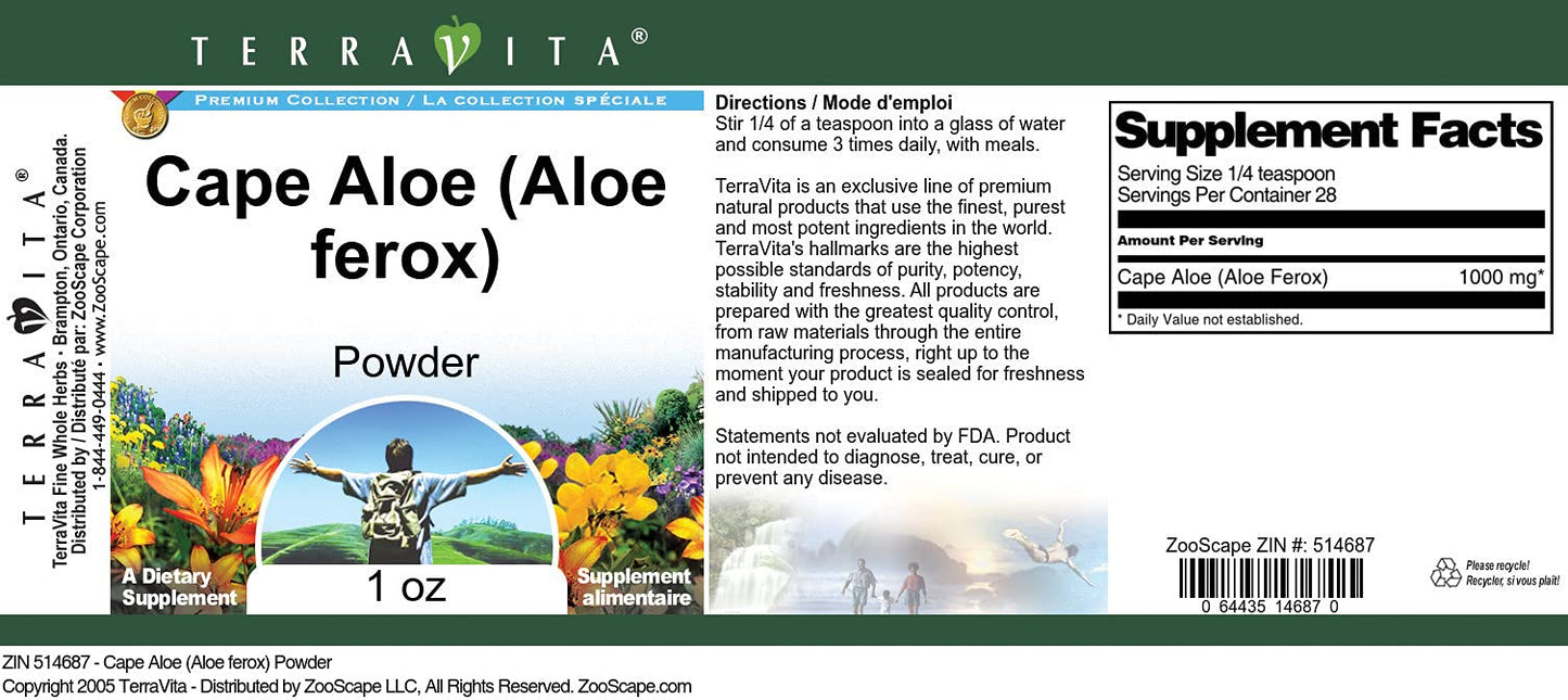 Terravita Cape Aloe (Aloe ferox) Powder, 1 oz