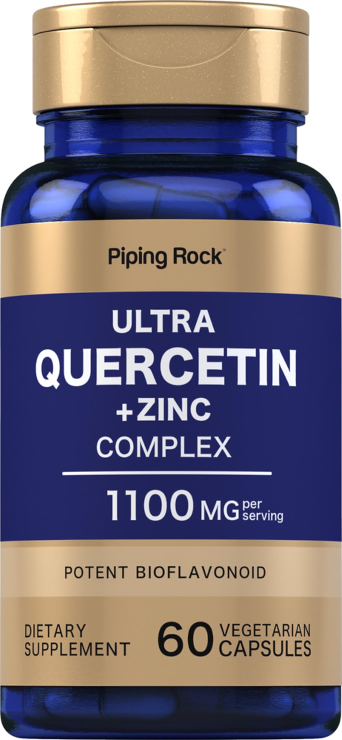 Piping Rock Quercetin Zinc Complex 1100 mg Capsules, 60 Capsules