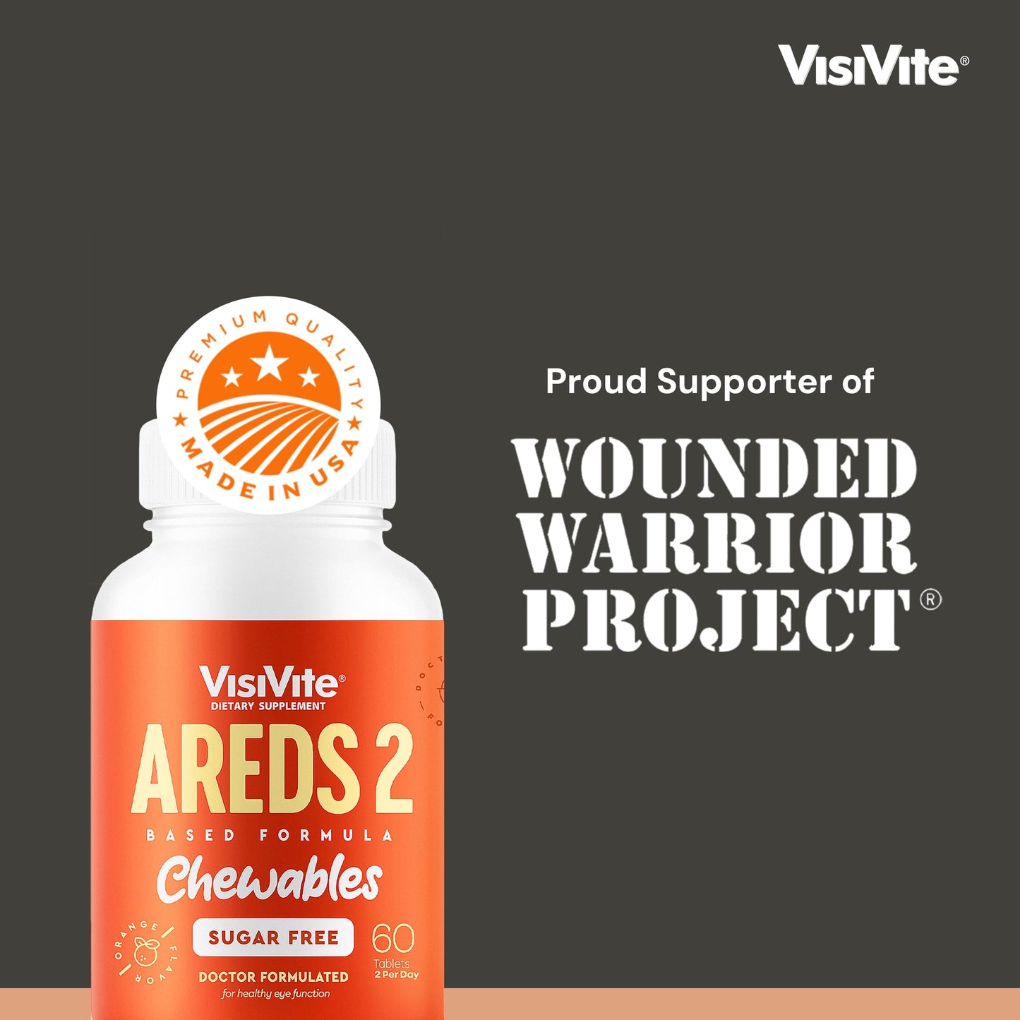 VisiVite AREDS 2 Sugar-Free Eye Vitamins Chewable Tablets, 1 Count