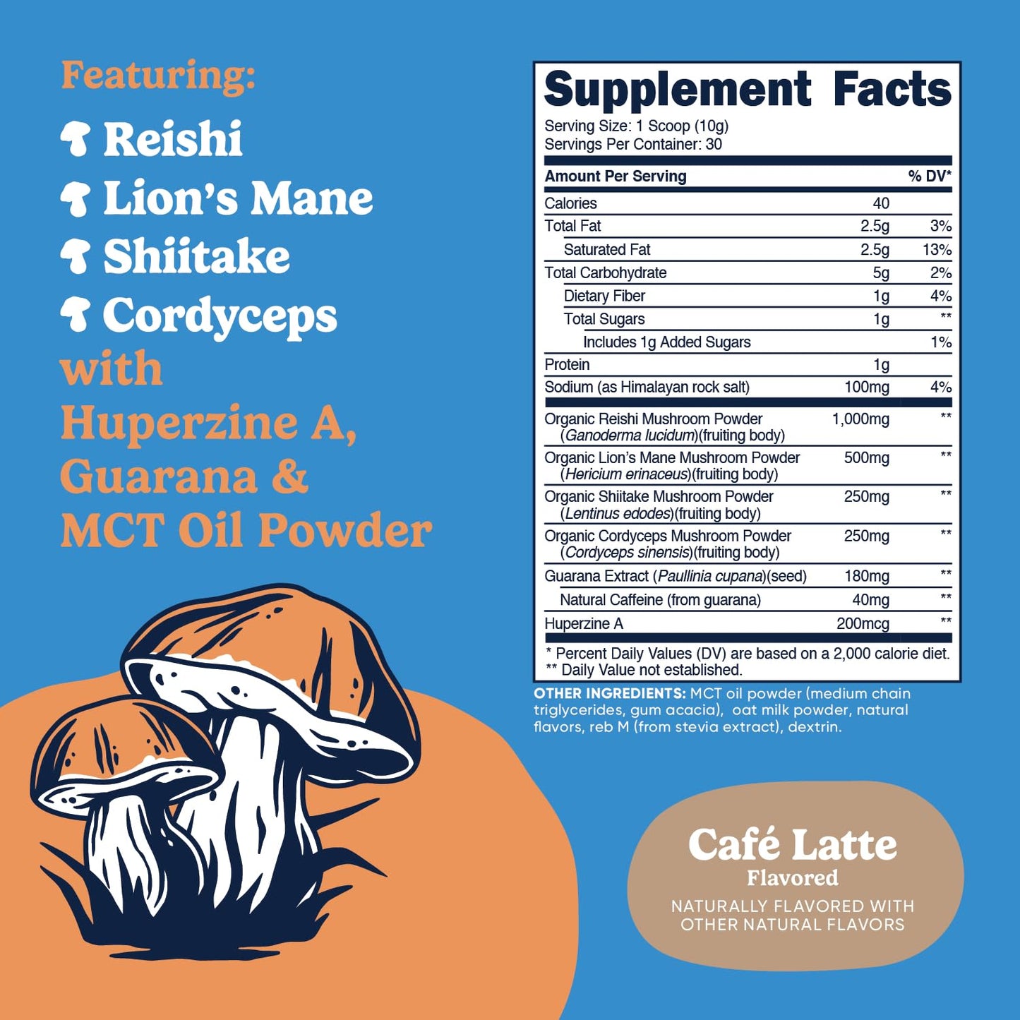 Nutricost Nutrizen AM Focus Adaptogenic Mushroom Drink (Cafe Latte) Powder 10.3 Ounce