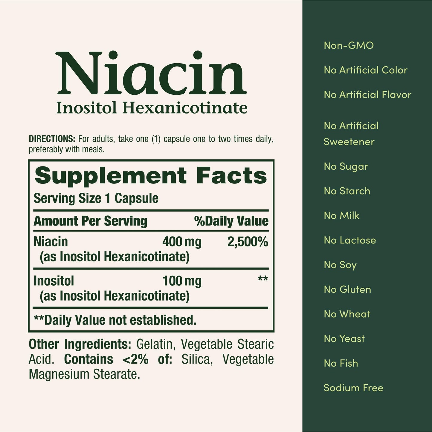Nature's Bounty Niacin 500mg Flush Free Capsules 120 Count