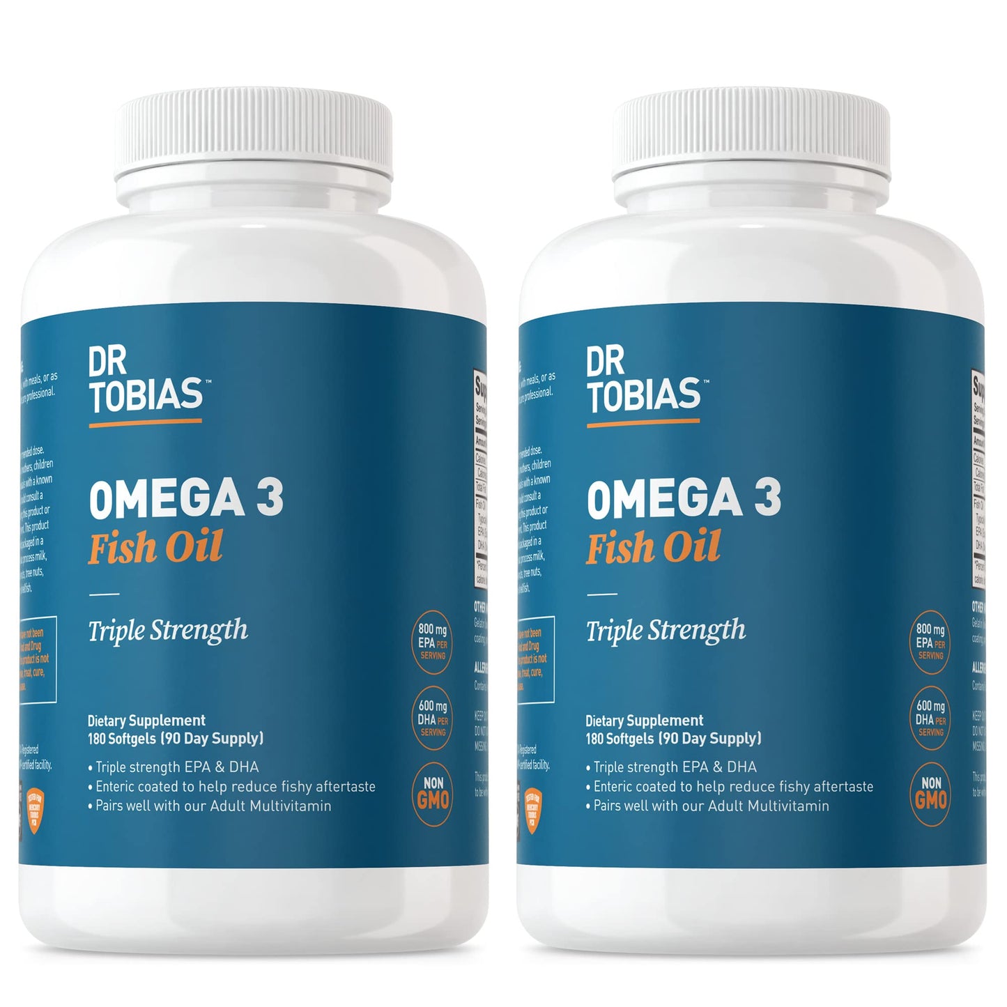Dr. Tobias Omega 3 Fish Oil 2000mg Triple Strength with 800mg EPA 600mg DHA Per Serving Softgels 360