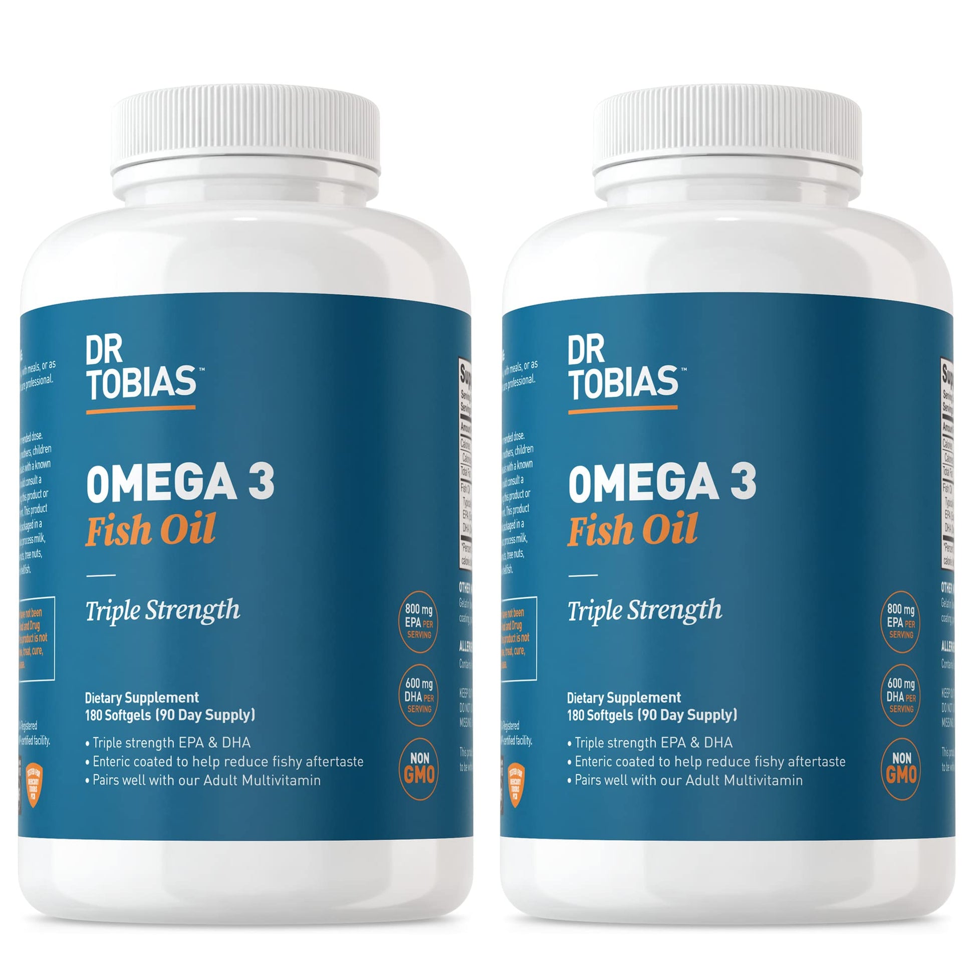 Dr. Tobias Omega 3 Fish Oil 2000mg Triple Strength with 800mg EPA 600mg DHA Per Serving Softgels 360