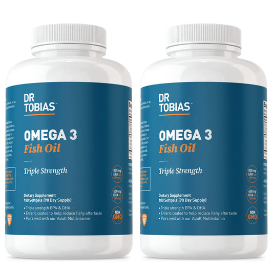 Dr. Tobias Omega 3 Fish Oil 2000mg Triple Strength with 800mg EPA 600mg DHA Per Serving Softgels 360