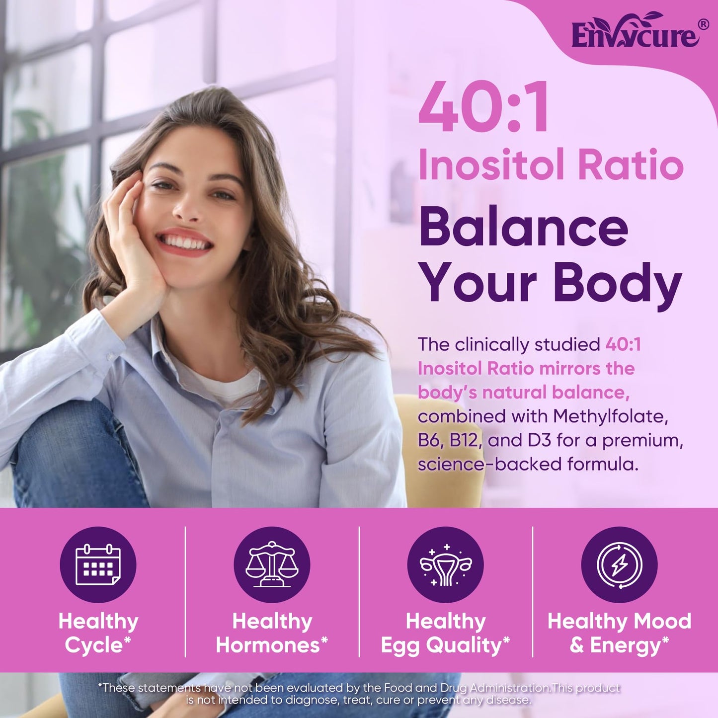 EnvyCure Myo-Inositol & D-Chiro Inositol Gummies, 60 Count