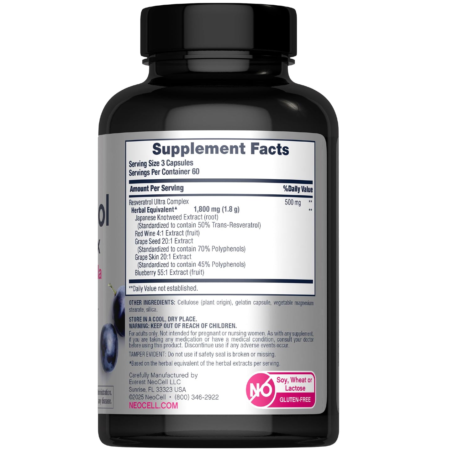 NeoCell Resveratrol Supplement 180 Capsules