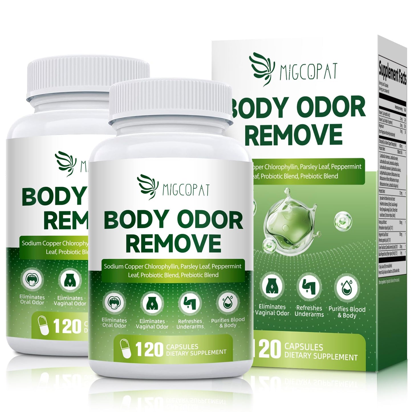 Migcopat Chlorophyll Body Deodorizing Supplement Capsules, 240 Capsules