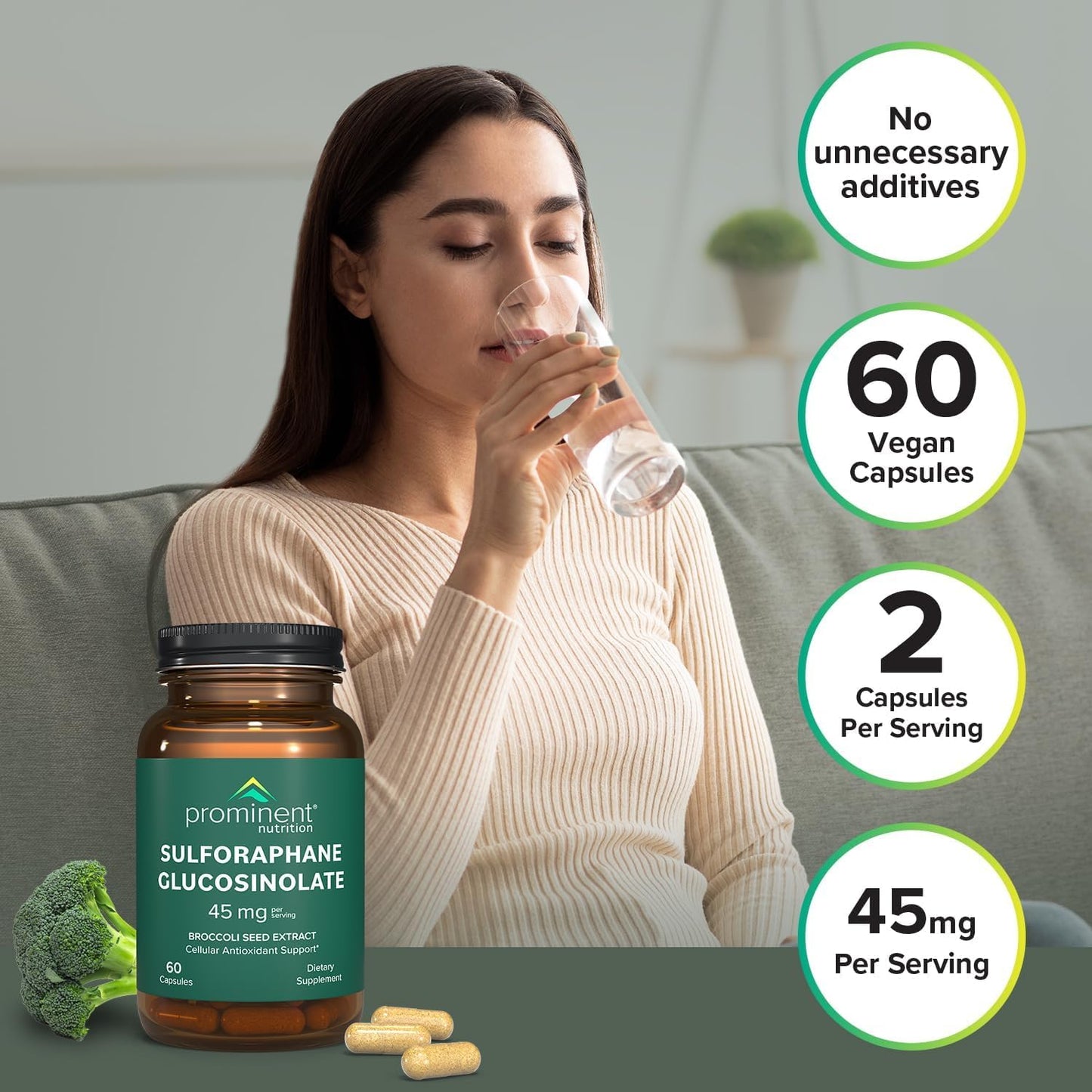 Prominent Nutrition Sulforaphane Glucosinolate Supplement Capsules, 120 Count