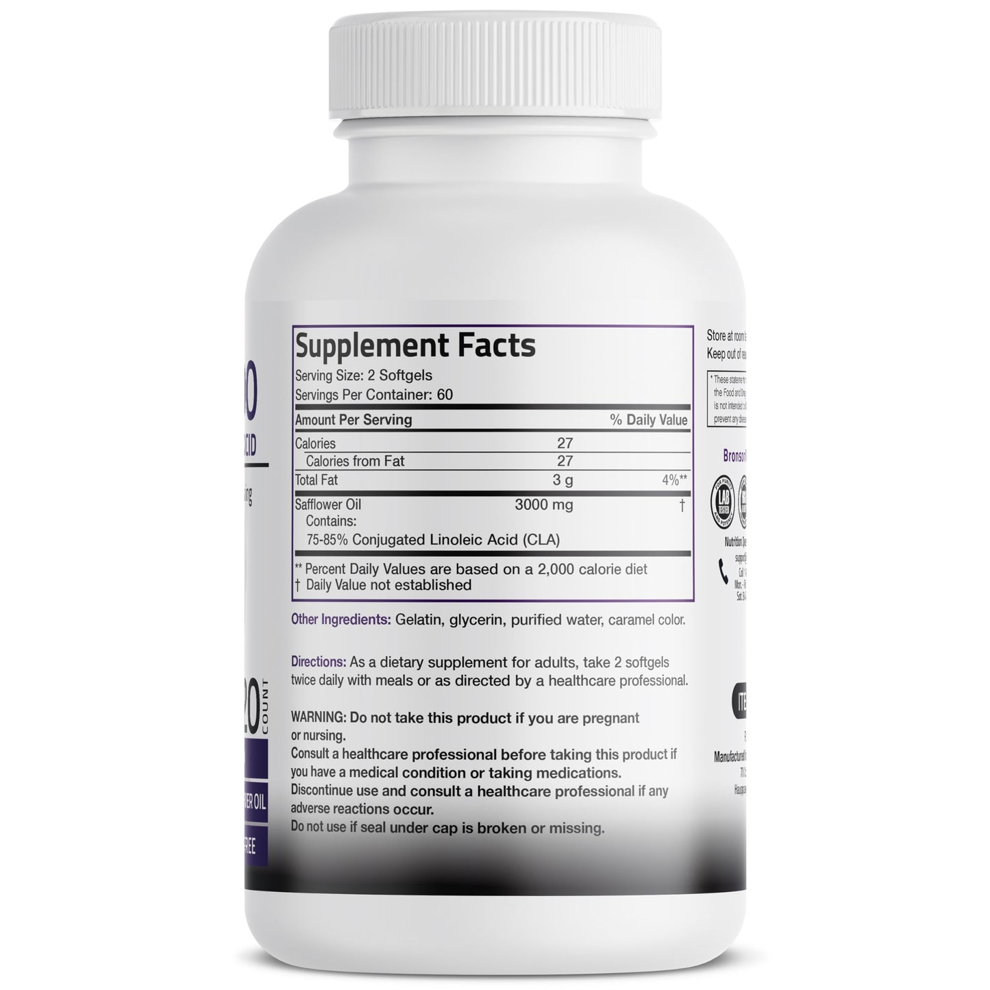 Bronson CLA 3000 Extra High Potency Softgels 120 Count