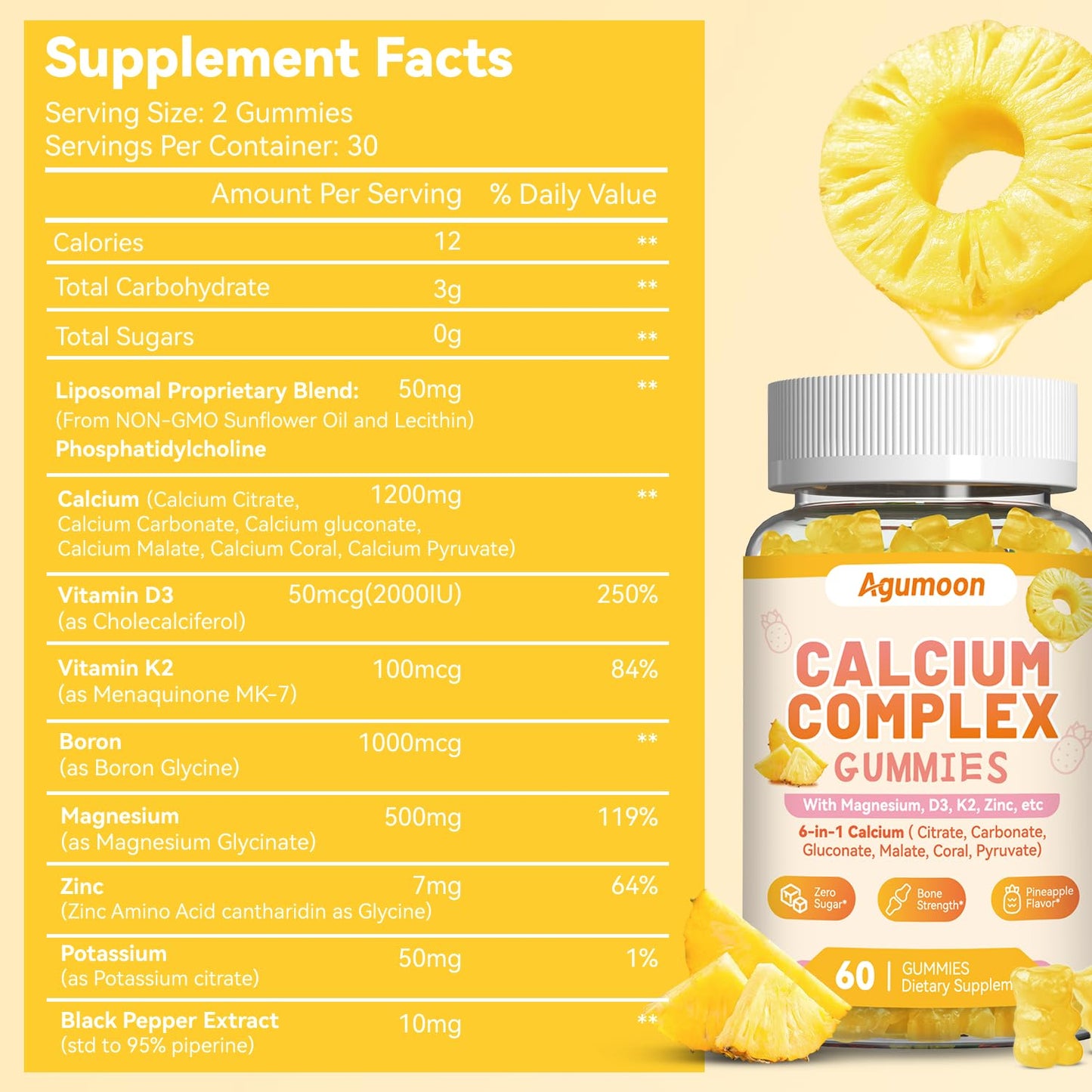 Agumoon Liposomal Calcium Complex Gummies - 60 Gummies