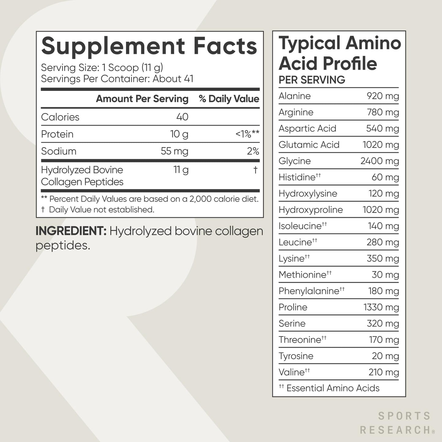 Sports Research Collagen Peptides Protein Powder 16oz