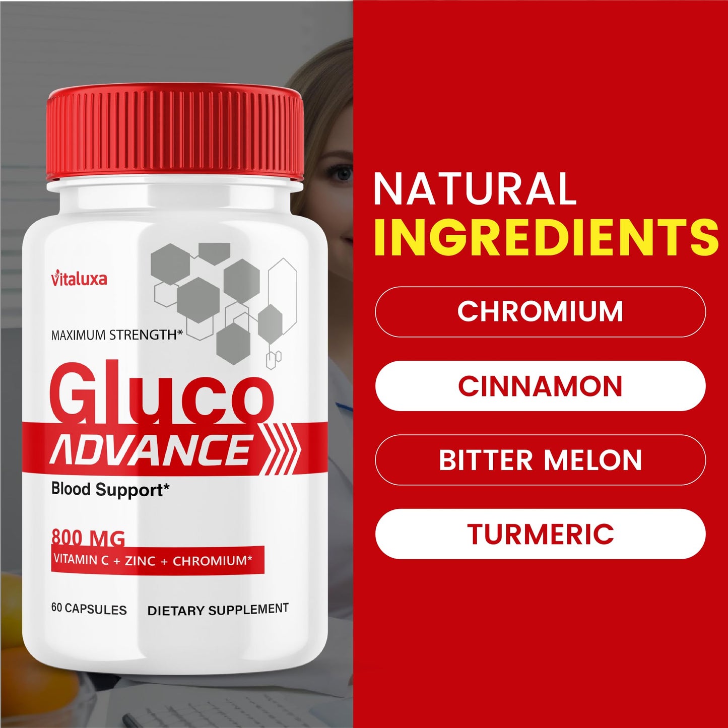 Vitaluxa Gluco Advance Capsules, 300 Capsules