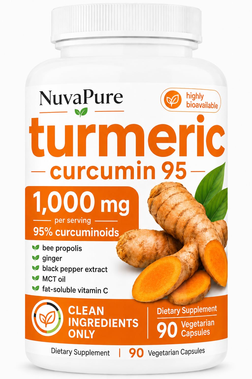 GL PRO NuvaPure Turmeric Curcumin 95 Capsules, 120 Count