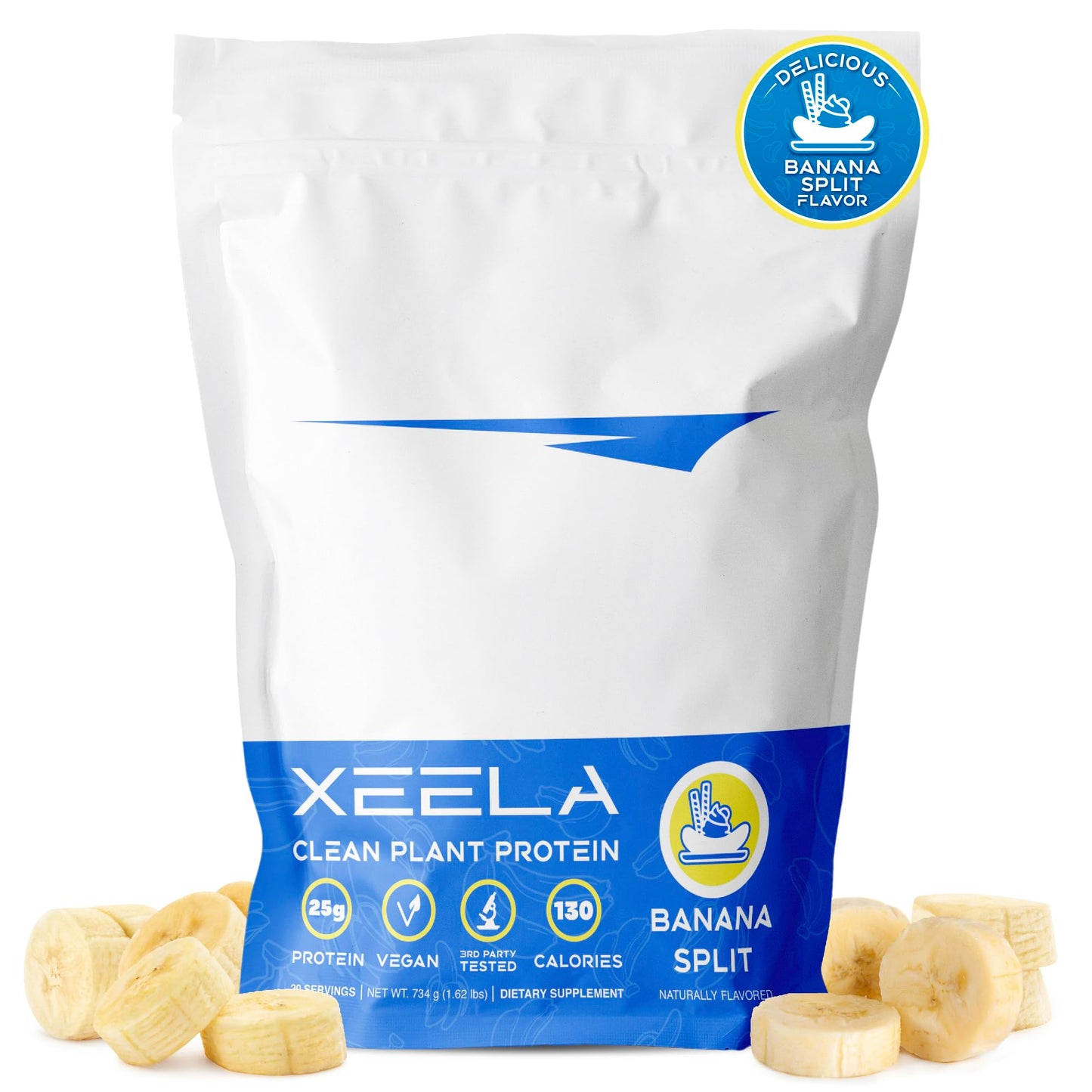 XEELA Plant Based Vegan Protein Powder Banana Split, 1.62 lb