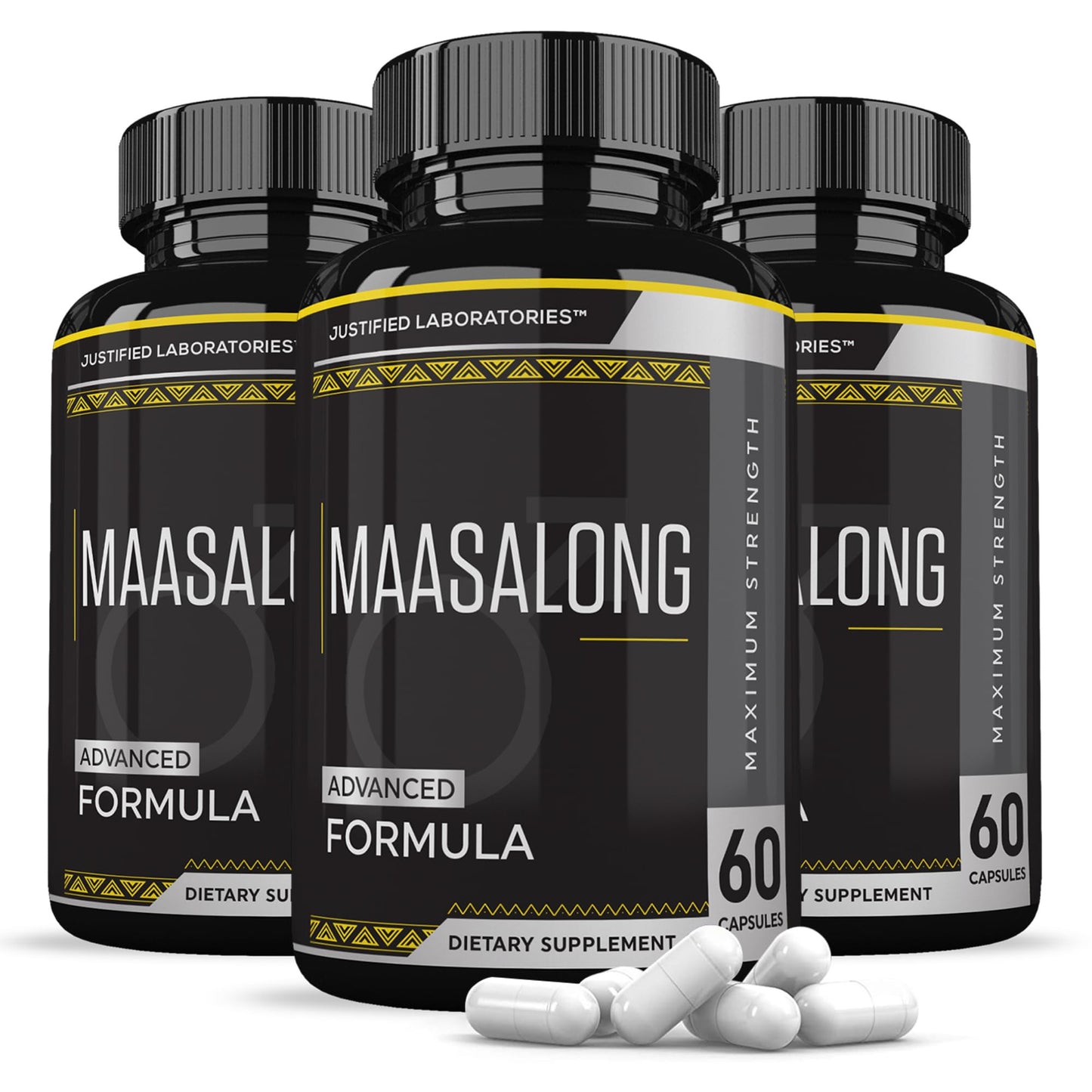Justified Laboratories Maasalong for Men - Testosterone Support Supplement for Energy, Drive & Performance - Tongkat Ali, Saw Palmetto, 1 Capsule