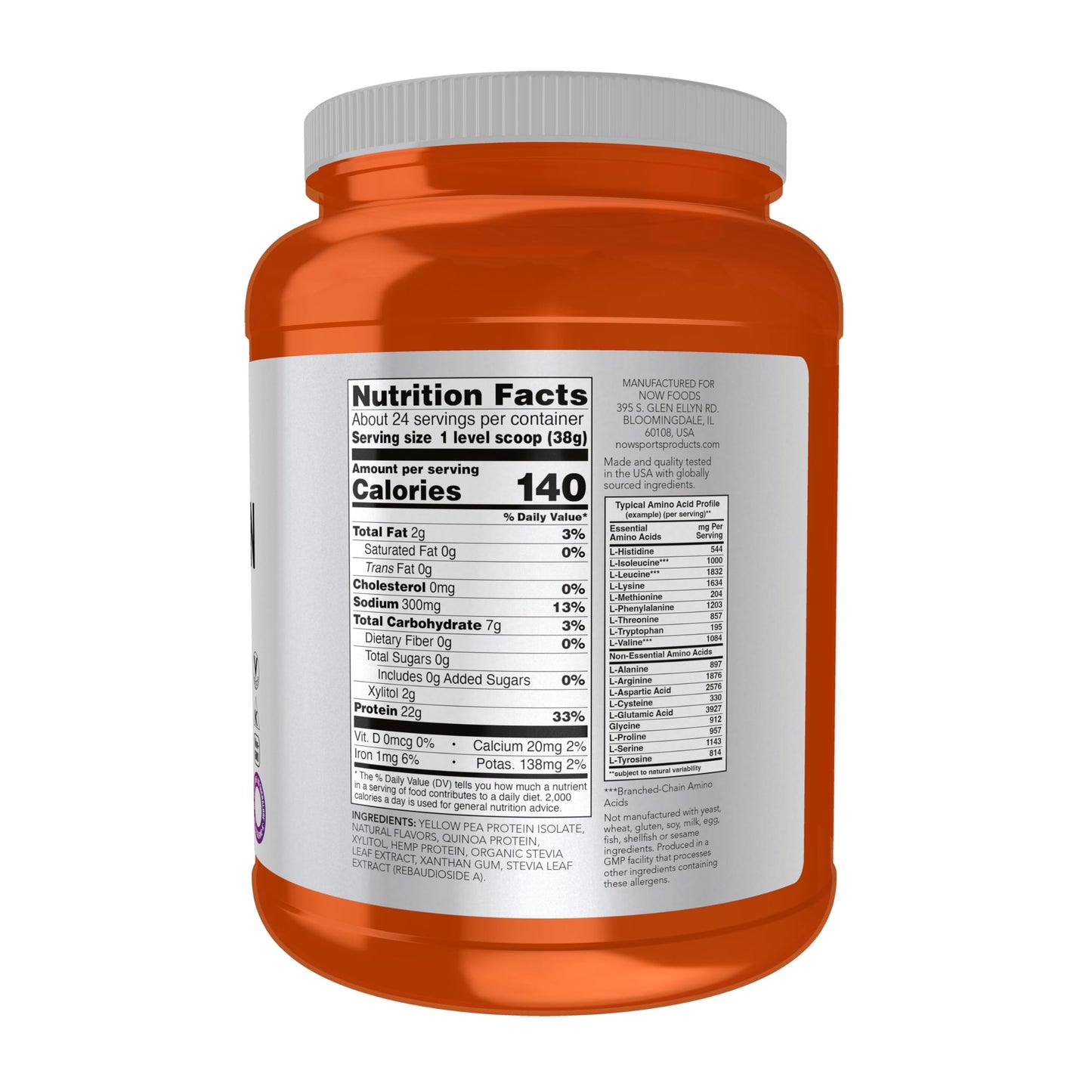 NOW Foods Plant Protein Complex Powder, 22 g, Creamy Vanilla, 32 Servings