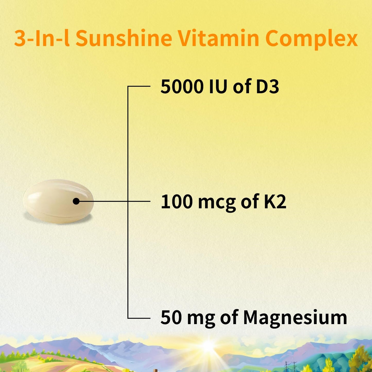 YMINGKJ Vitamin D3 K2 5000 IU Softgels, 60 Count