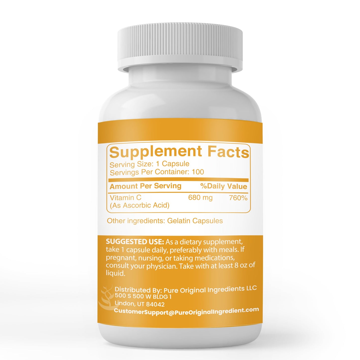 PURE ORIGINAL INGREDIENTS Vitamin C Capsule 100 Count