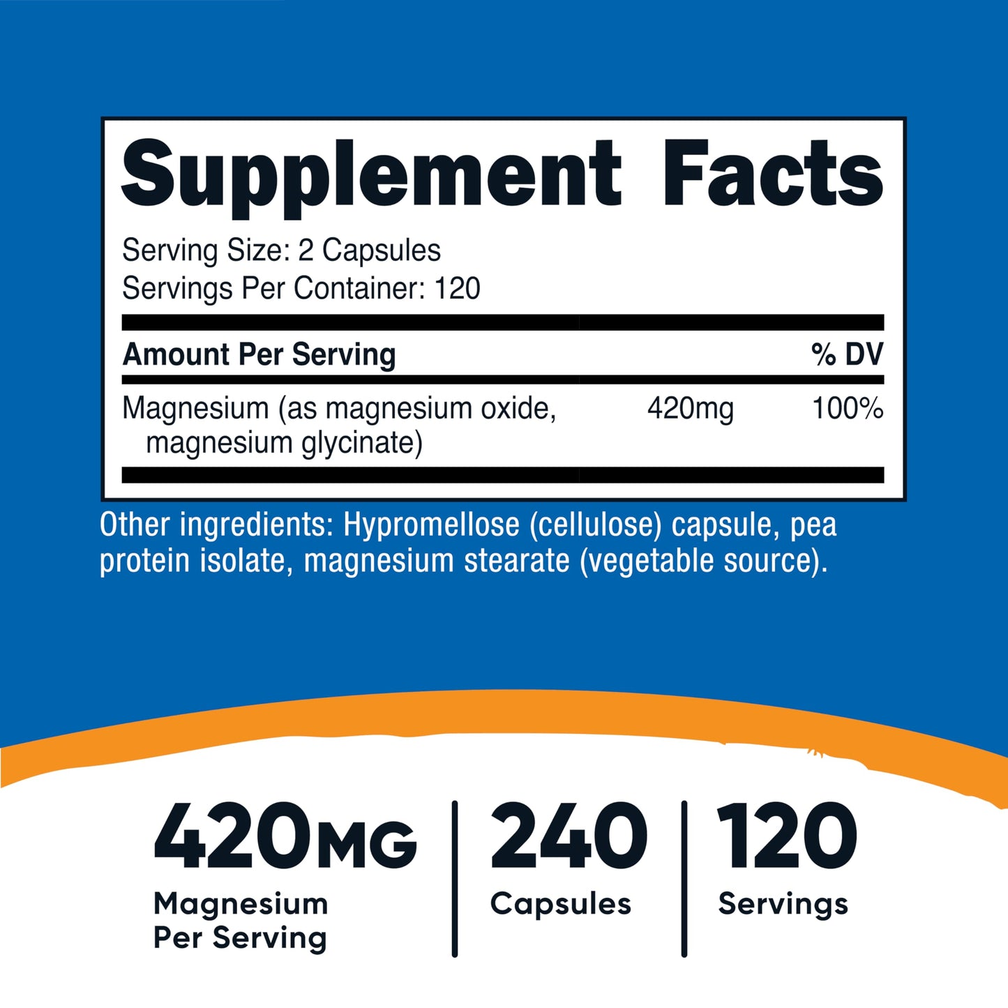 Nutricost Magnesium+ Extra Strength 420mg Capsules, 480 Count