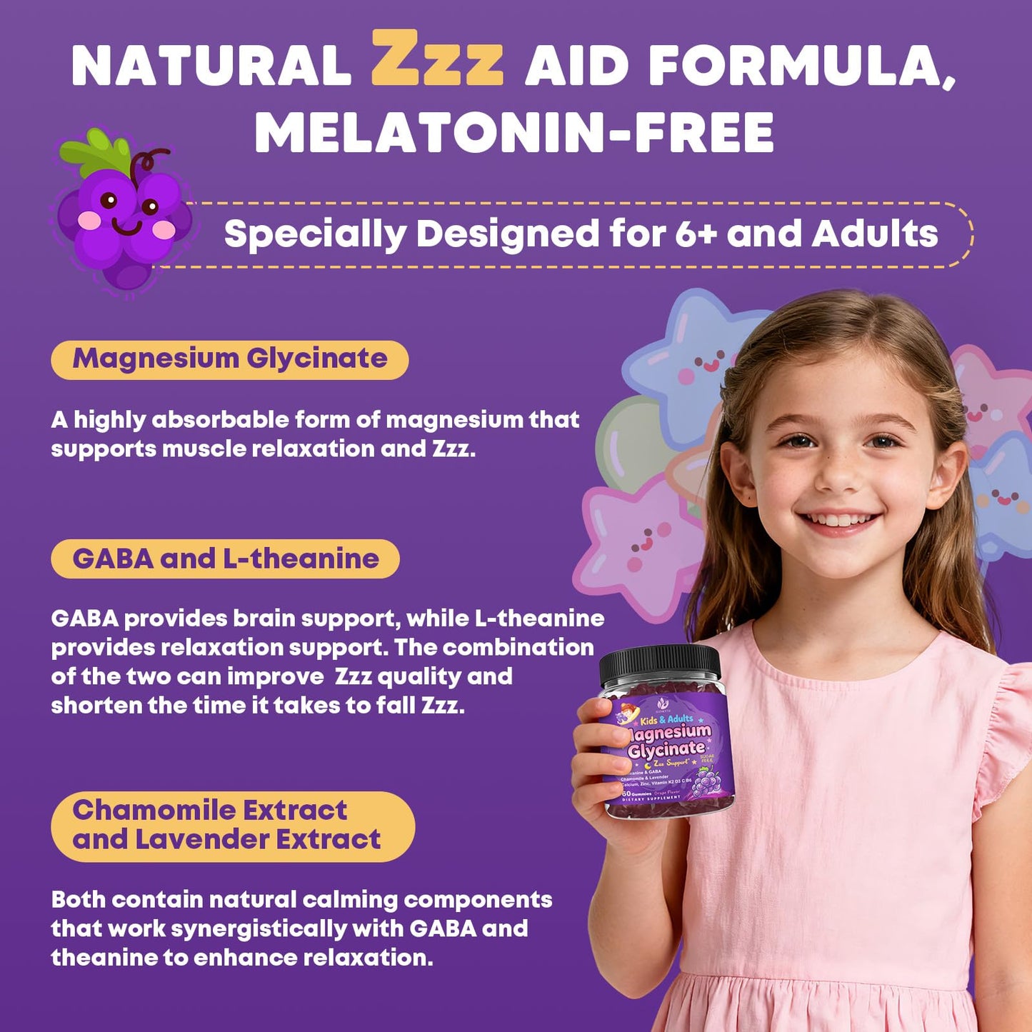 JIANKYTZ Magnesium Glycinate Gummies, Sugar Free, 120 Gummies