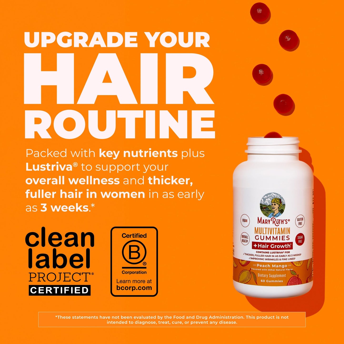 MaryRuth's Multivitamin + Hair Growth Gummies 60 Count