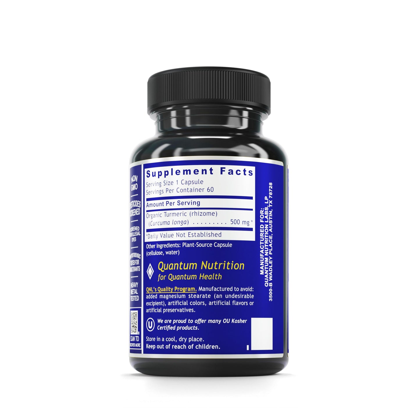 Quantum Nutrition Turmeric Capsules, Turmeric Curcumin Supplement, Liver Support, 500 mg Curcuma per Capsule, 60 Capsules